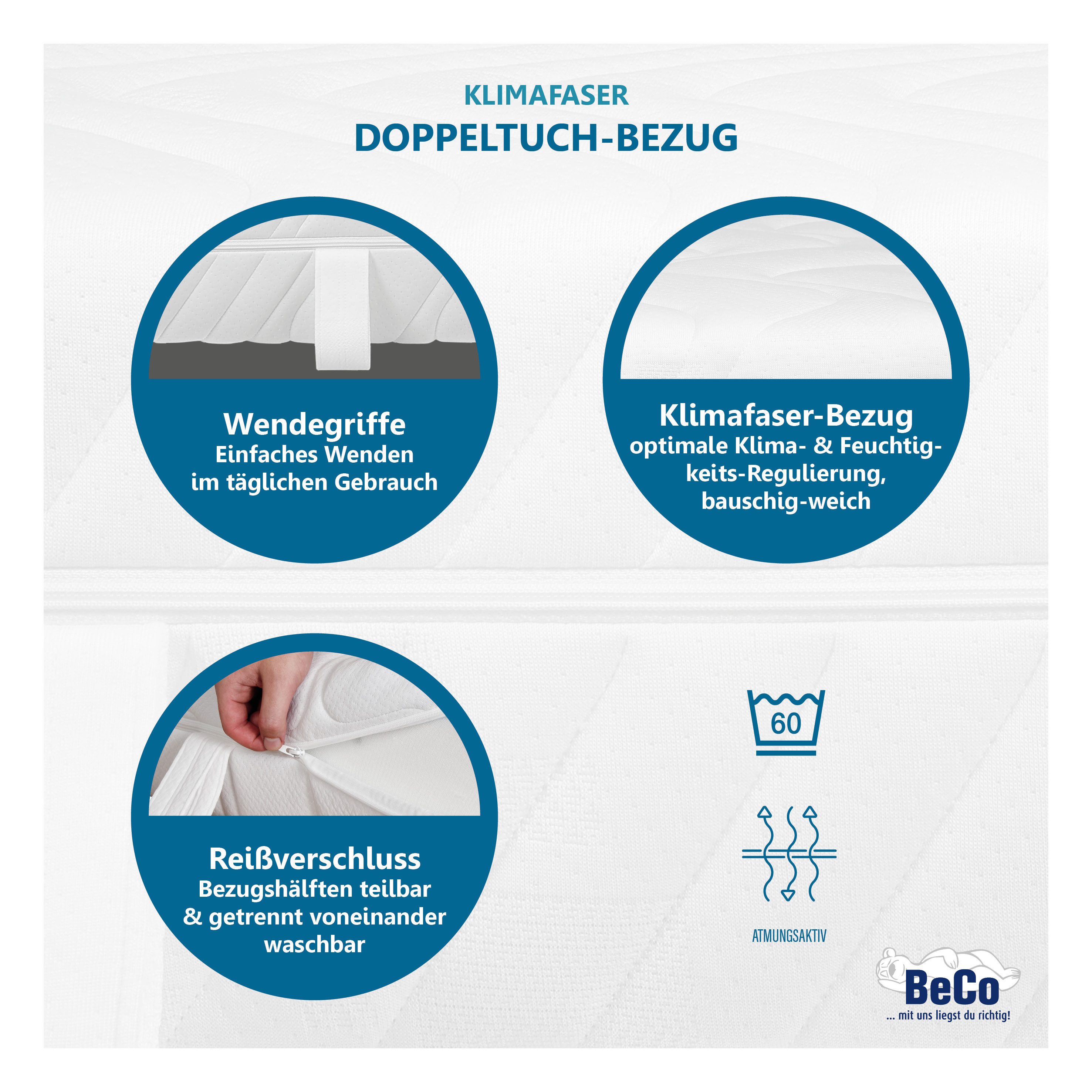Taschenfederkernmatratze Matratze,7 Zonen, Federkernmatratze, zwei Liegeseiten, Beco, 22 cm hoch, Maxima Plus, 90x200 cm in H3 von Stiftung Warentest "GUT (1,8) – Bild 4 von 5