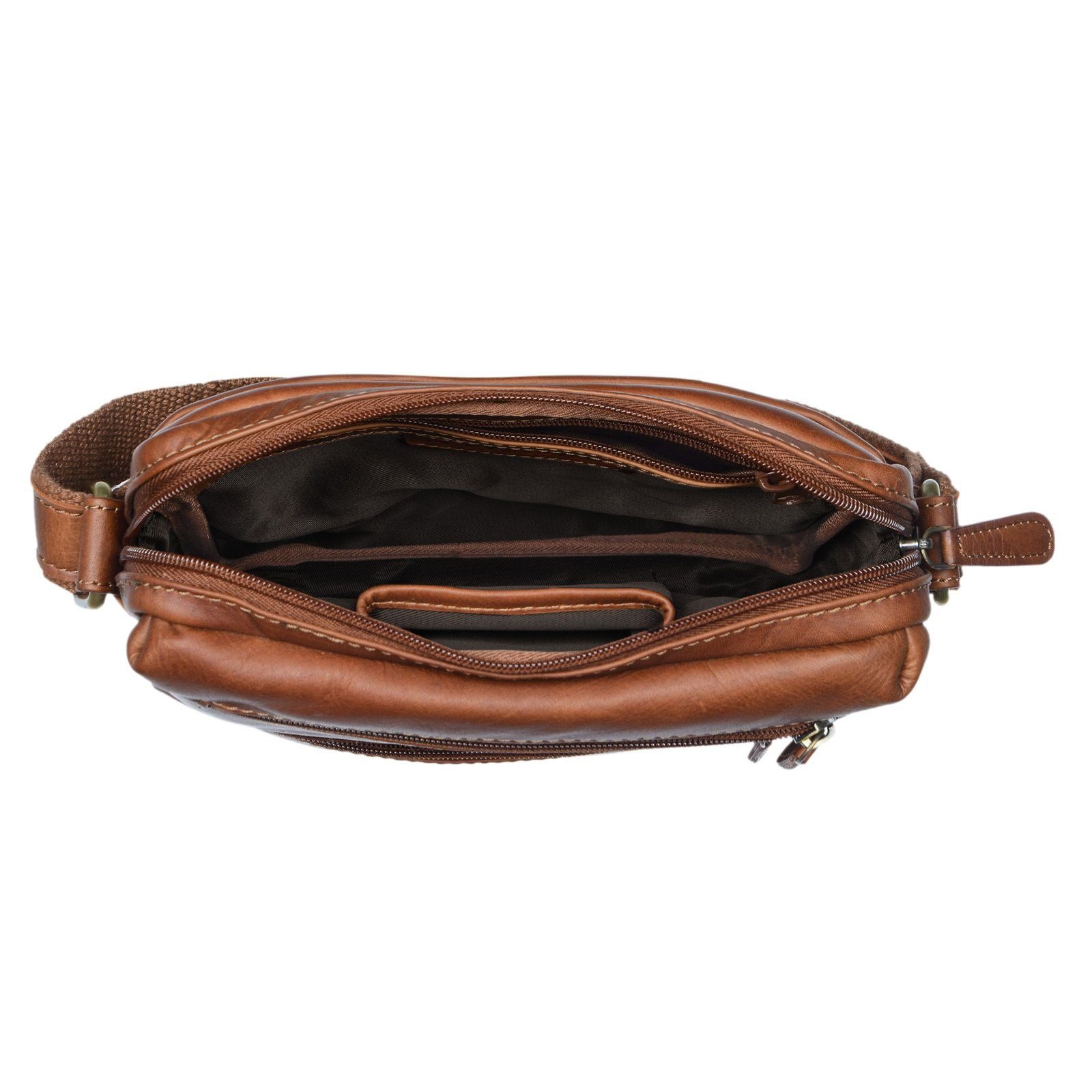 STILORD Bag "Moritz" braun Umhängetasche Kleine Ledertasche cognac braun - Messenger