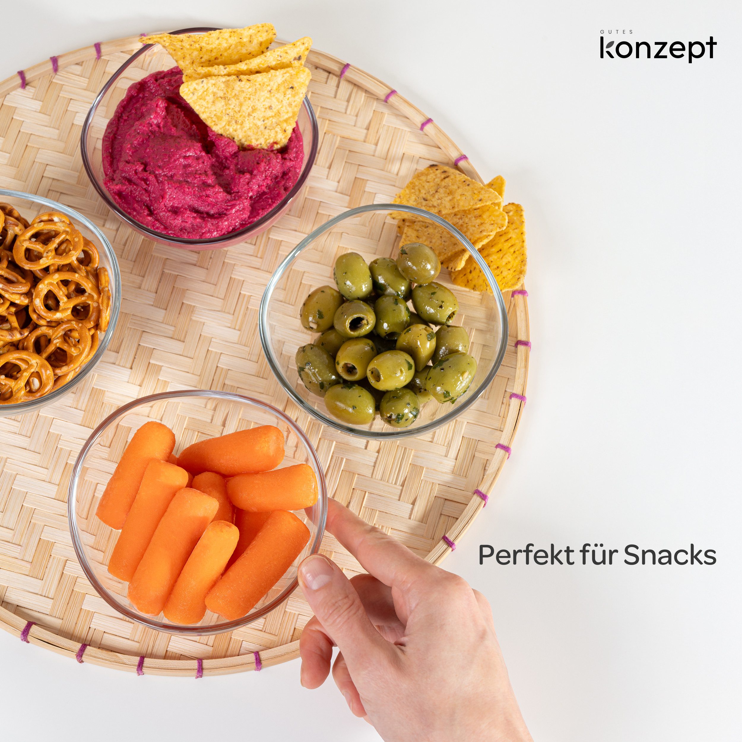 KONZEPT Salatschüssel Glas klein 6/12er Set – 310 ml, stapelbare, Salatschälchen, (6-tlg), ideal als Müslischalen, Servierschalen, Snackschalen, Dessertschalen – Bild 4 von 5