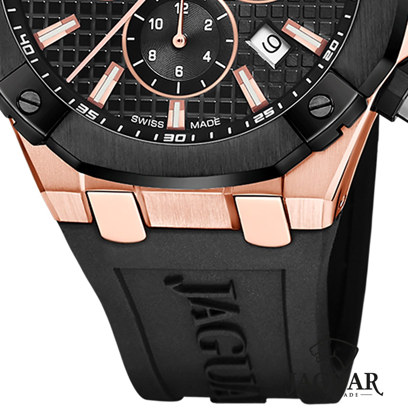 JAGUAR Chronograph Jaguar Herrenuhr Silikon schwarz Jaguar, (Chronograph), Herren Armbanduhr rund, Silikonarmband schwarz