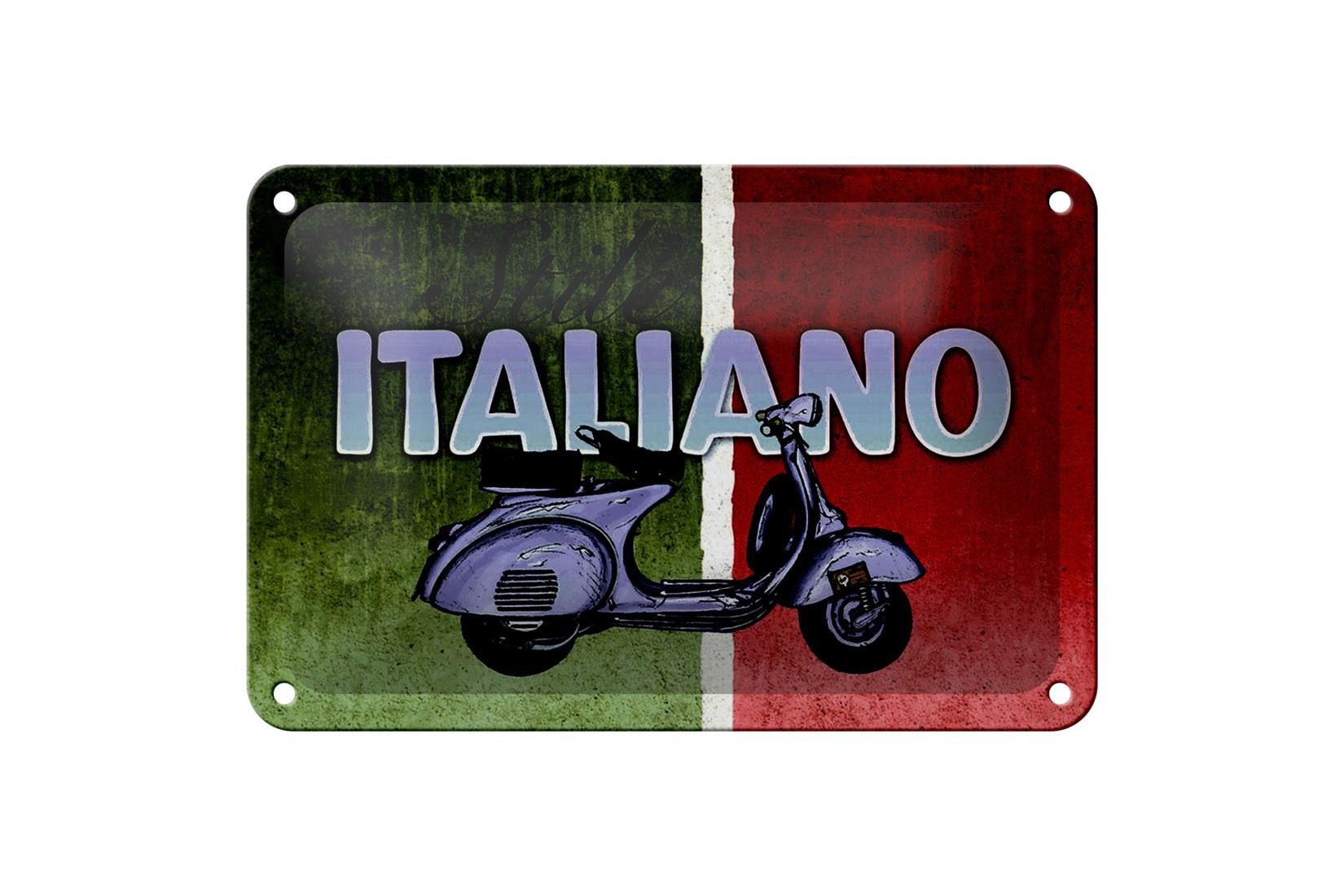 Femer GmbH Metallschild Mofa 18x12cm Stile Italiano Italien Scooter, (1 St), gewölbte Oberfläche, abgerundete Ecken, umgeschlagene Kanten