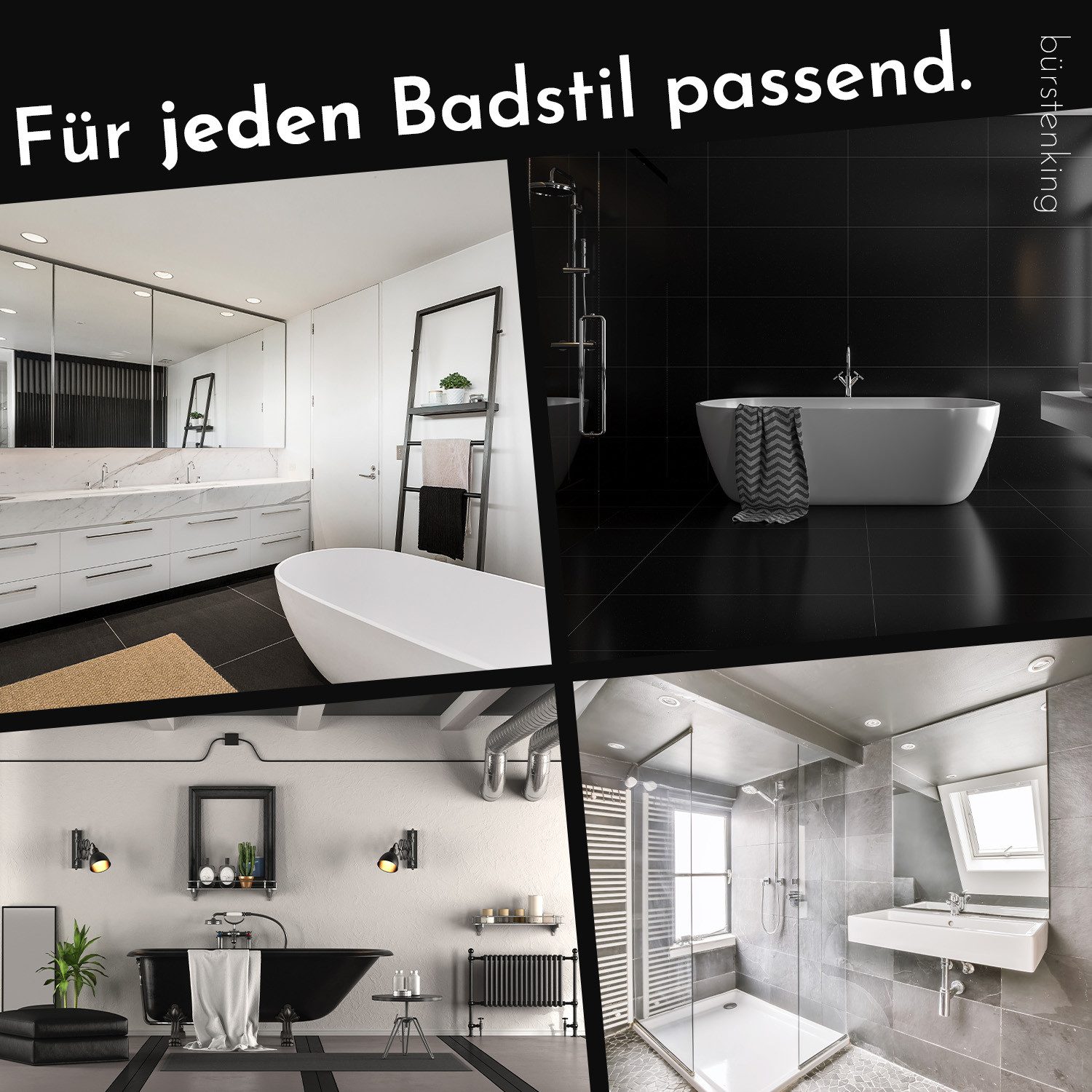 Bürstenking WC-Reinigungsbürste WC-Garnitur Toilettenbürste mit Halter – Edelstahl matt, Serie 190, (Serie 190, Serie 190), Rostfrei, langlebig, platzsparend, hygienisch