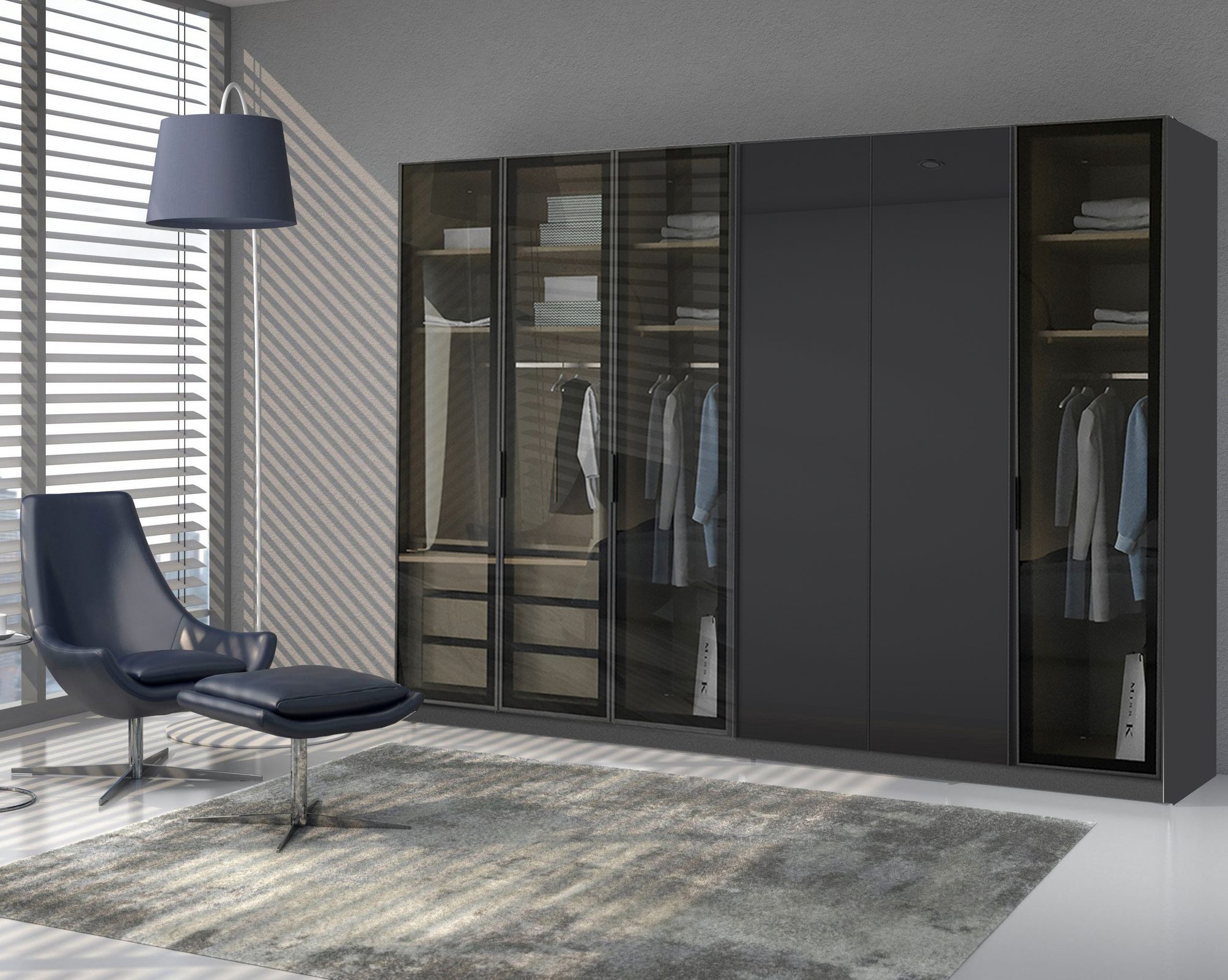 Palms-Store Kleiderschrank Drehtürenschrank Bright 6-Türig mit transparente günstig online kaufen