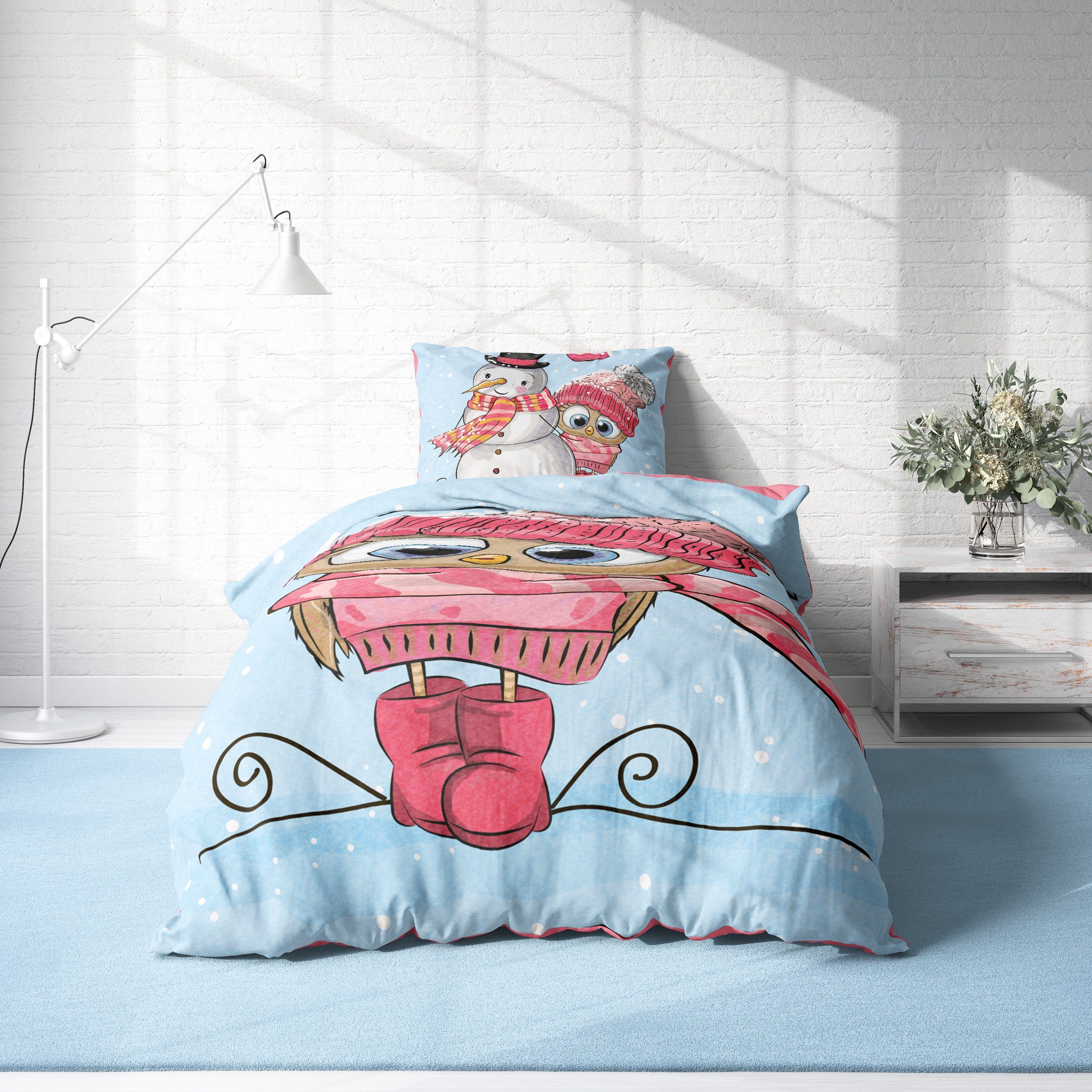 One Home Bettwäsche Laurie, Fleece, 4 teilig, süße Eule, kuschelig flauschi günstig online kaufen