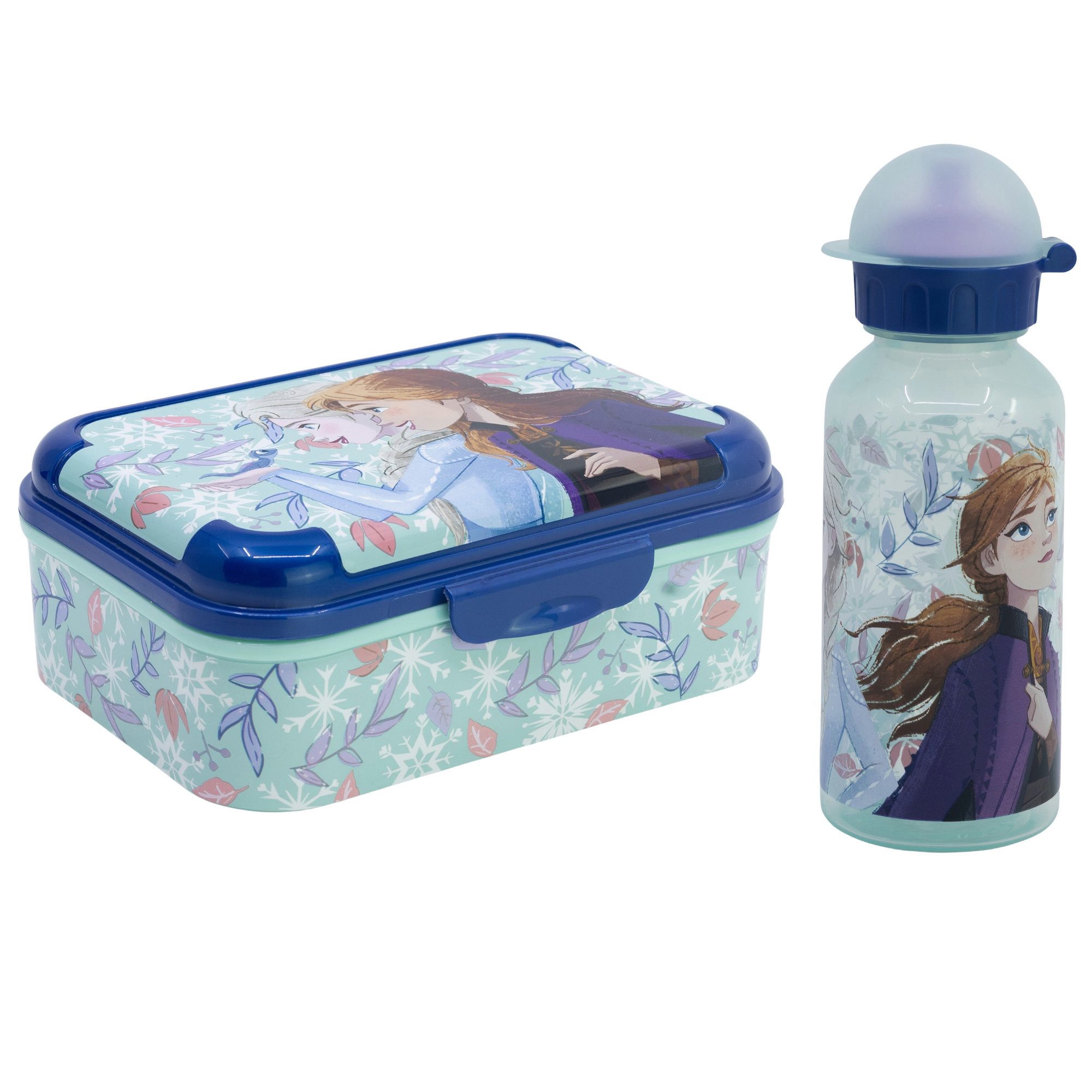 Disney Lunchbox Disney Die Eiskönigin 2 tlg Kinder Set Brotdose Trinkflasche 370 ml, (Spar-Set, 2-tlg., Spar-Set)