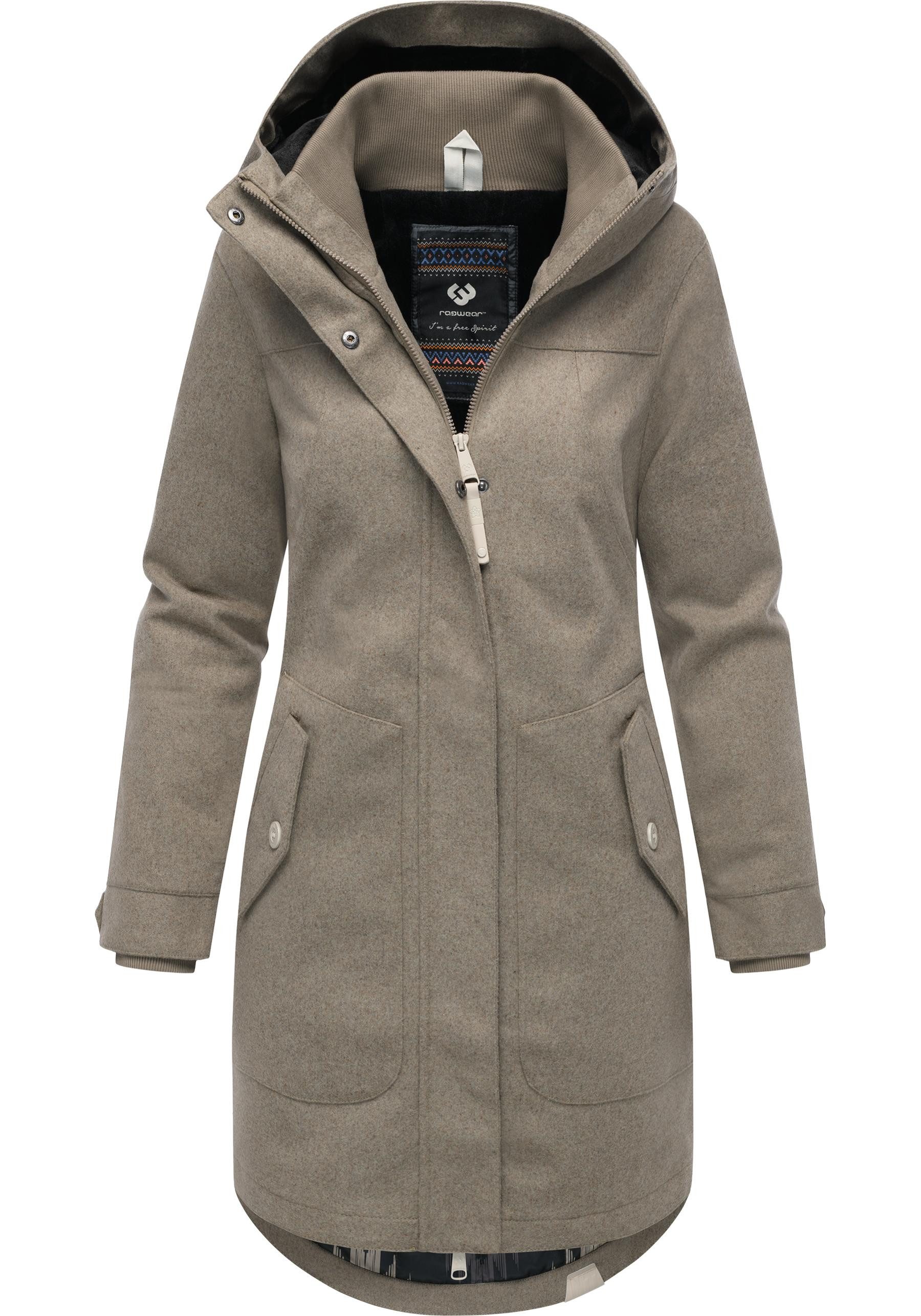 Ragwear Wintermantel Jannisa Coat Klassischer Damen Kurzmantel mit Kapuze