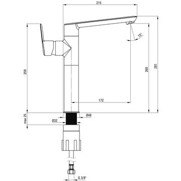 Lomadox Waschtischarmatur ARNIKA-30 chrom, Waschbeckenarmatur B/H/T ca. 4,8/28,1/21,5 cm