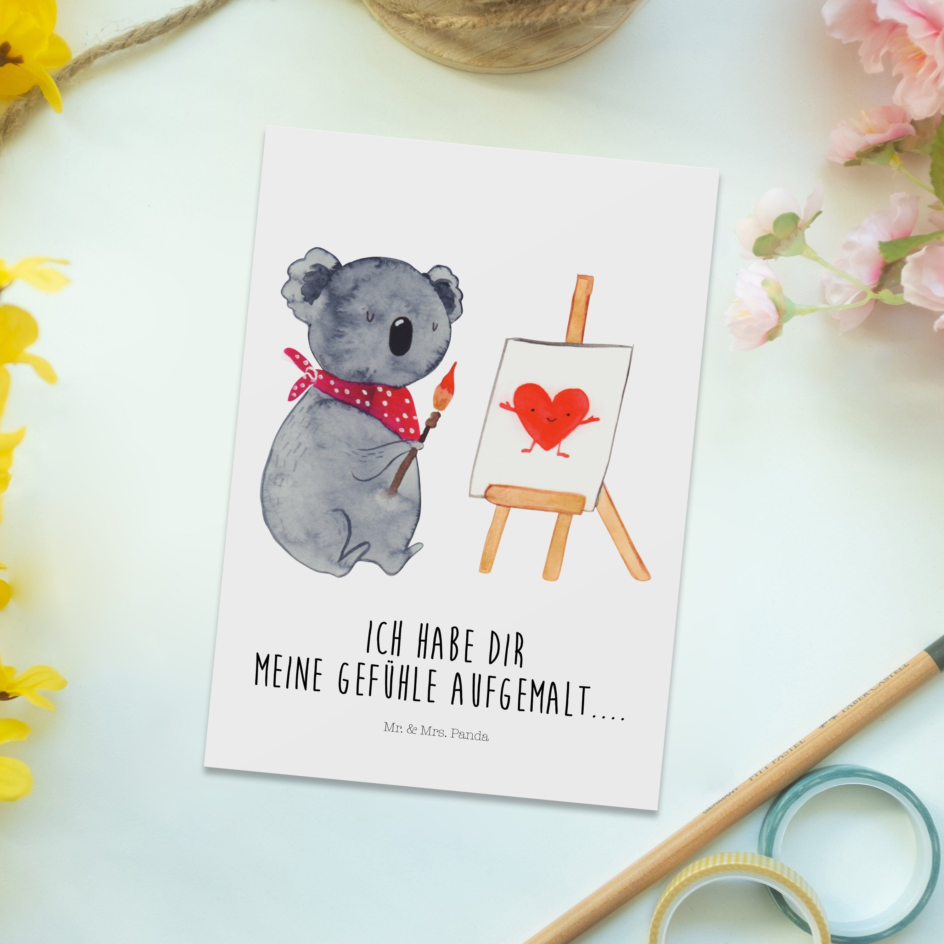Ansichtskarte, Künstler Weiß - Panda Postkarte Mr. & Geschenk, Liebesgeschenk, Dank Koala - Mrs.