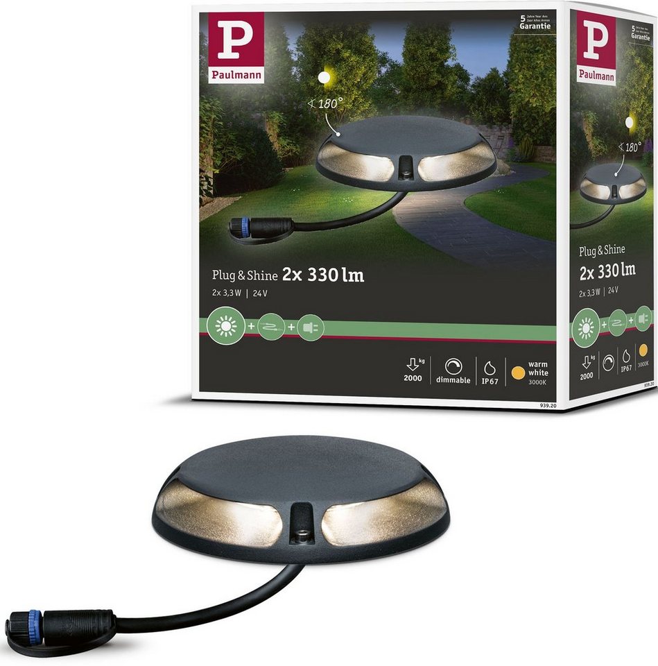 Paulmann LED Sockelleuchte Plug & Shine, Plug & Shine, LED fest integriert,  Warmweiß, LED-Modul, IP67 3000K 24V, IP-Schutz: IP67 - geschützt gegen  zeitweiliges Untertauchen
