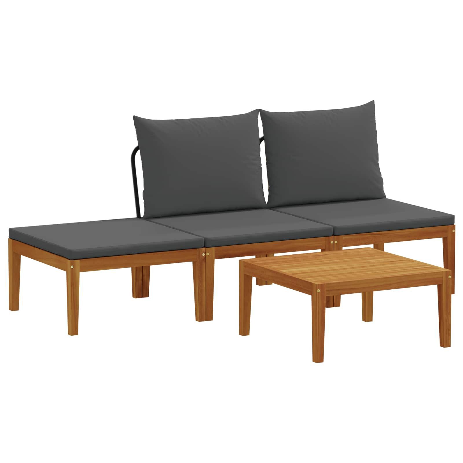 vidaXL Sofaelement 4 Stk. Massives nholz & Seil Natur (4 St)