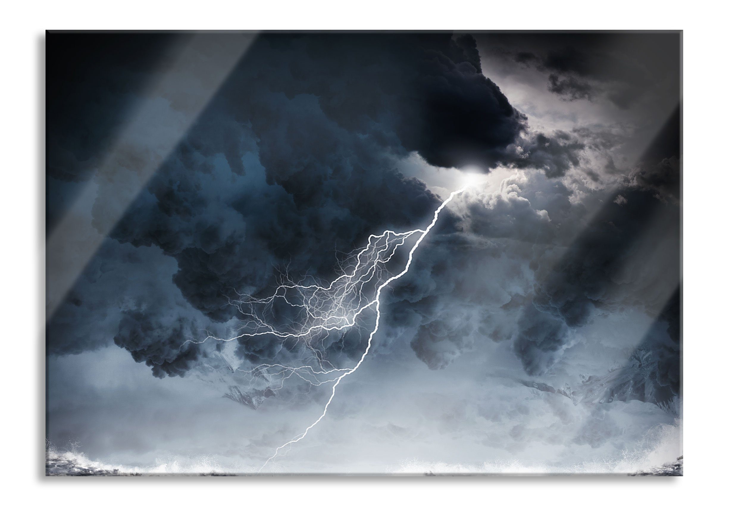 Pixxprint Glasbild Blitz am Himmel, Blitz am Himmel (1 St), Glasbild aus Echtglas, inkl. Aufhängungen und Abstandshalter | Bilder