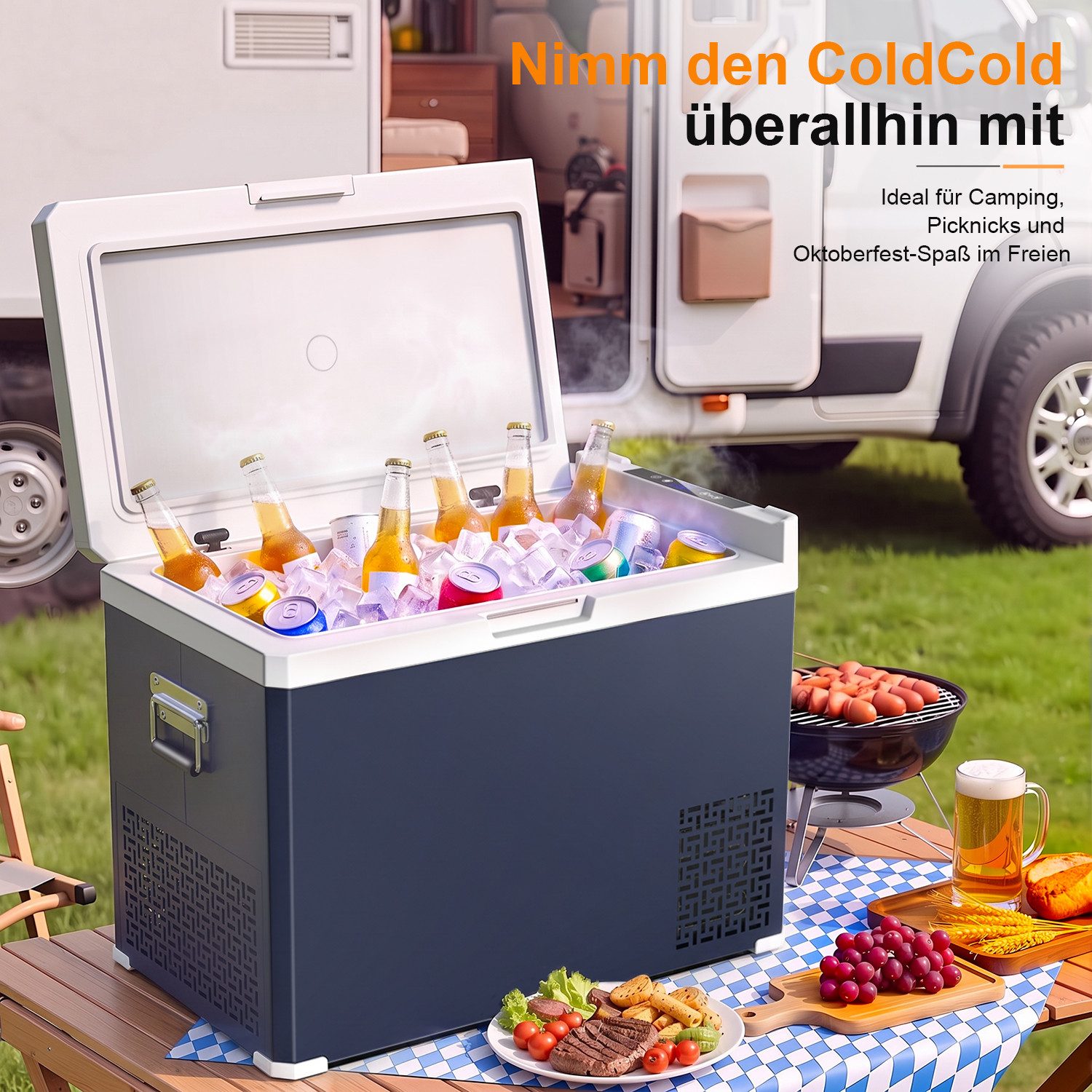 oyajia Elektrische Kühlbox Kompressor Gefriertruhe mobiler Kühlschrank, Kühltruhe, Gefrierbox, 40 l, Dual-Zone (20°C bis +20°C), 12V/24V/230V, APP Steuerung, Tr – Bild 2 von 5