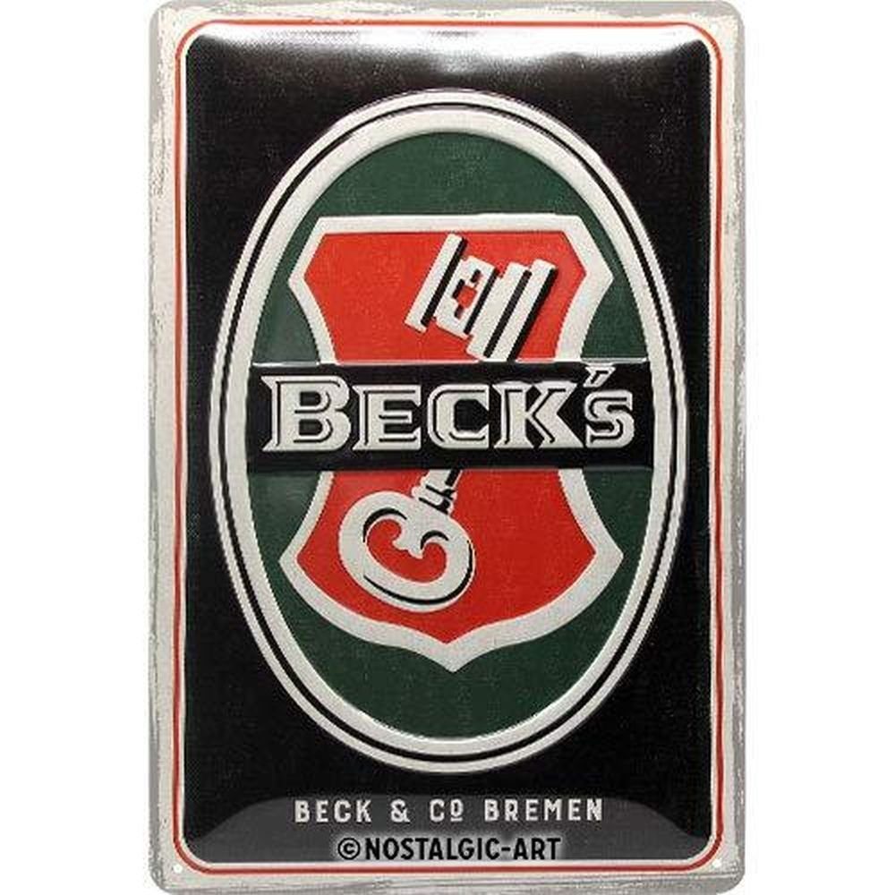 Blechschild Beck's - - 30cm Logo Beck's x 20 Metallschild Nostalgic-Art