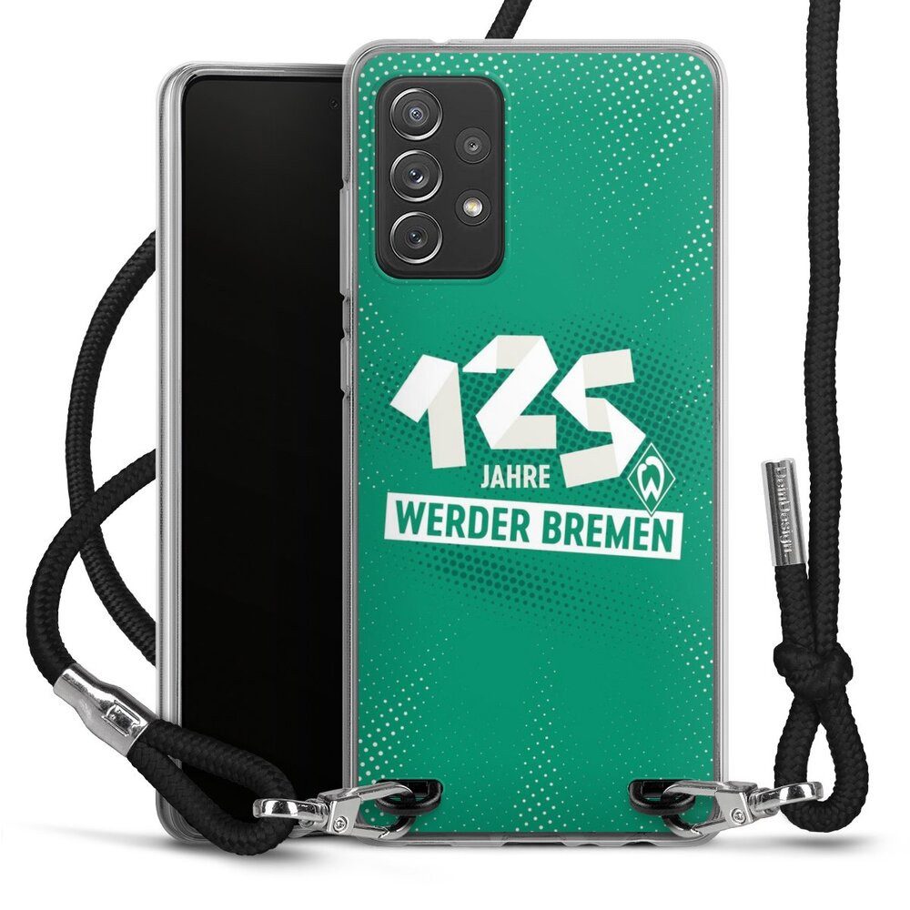 DeinDesign Handyhülle 125 Jahre Werder Bremen Offizielles Lizenzprodukt, Samsung Galaxy A72 Handykette Hülle mit Band Case zum Umhängen
