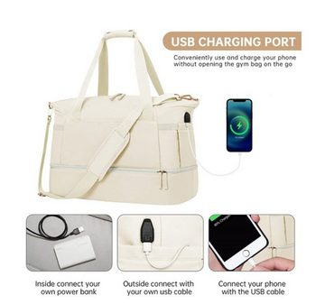 XDeer Sporttasche Sporttasche,Turnbeutel für Damen, Sport Reise Seesack mit USB, USB Ladeanschluss, Reisetasche mit Nassfach und Schuhfach Reisen