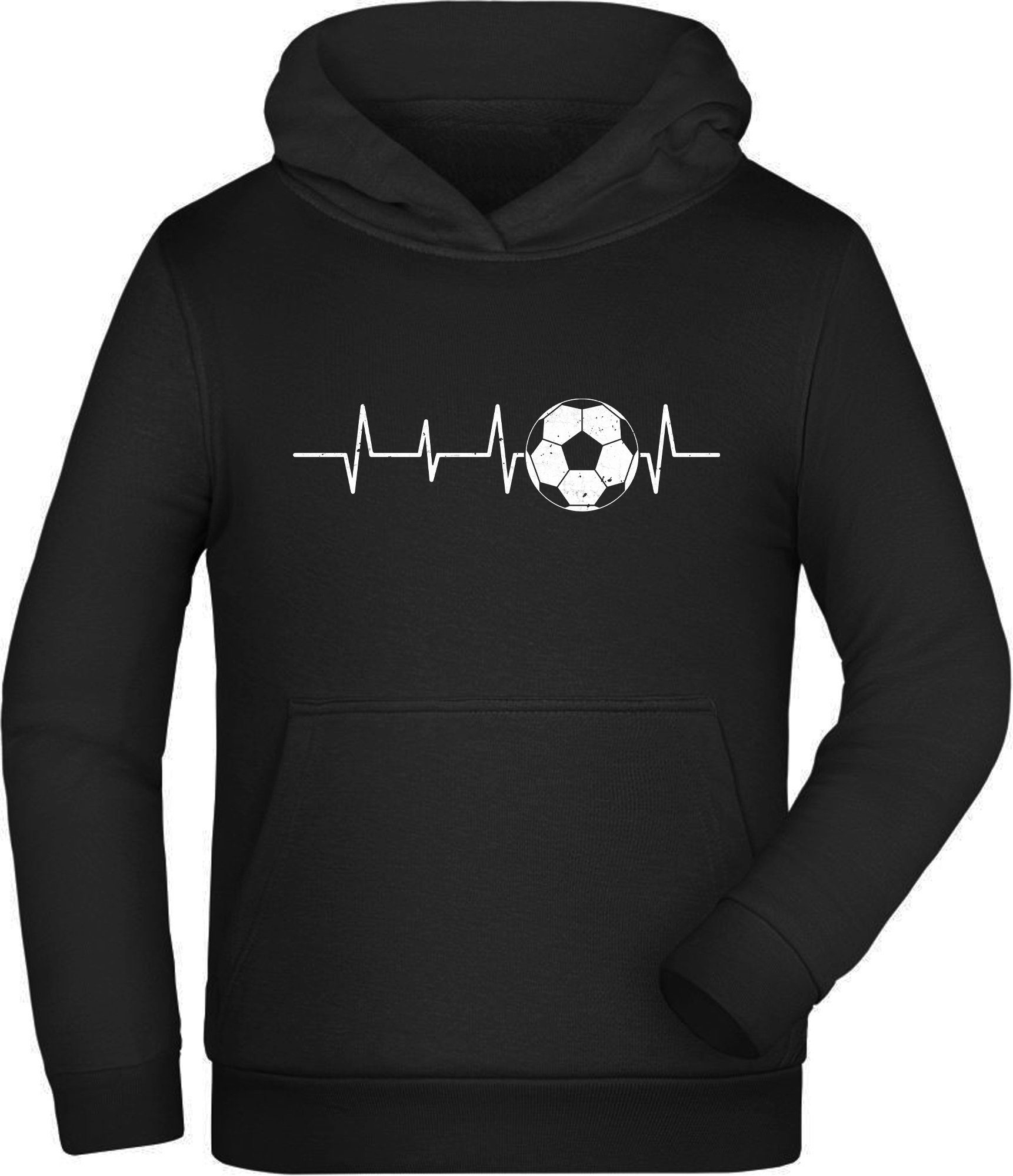 MyDesign24 Hoodie Kinder Kapuzen Sweatshirt - Fußball Herzschlag Kinder Hoodie Kapuzensweater mit Aufdruck, i462