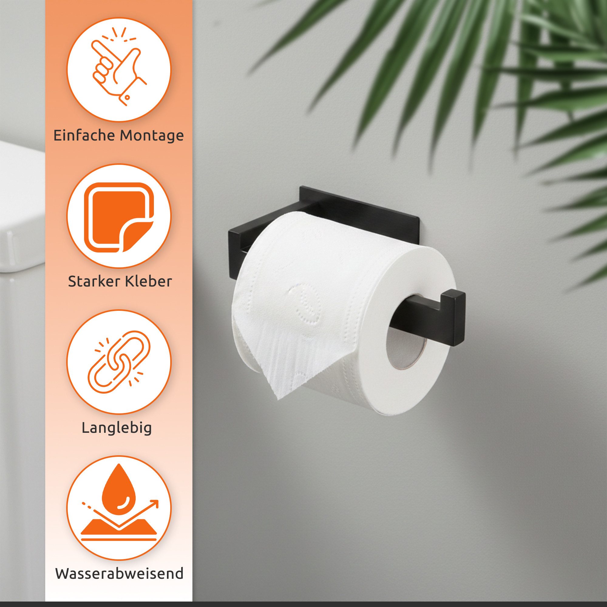 ECENCE Toilettenpapierhalter ohne Bohren selbstklebend Edelstahl 304 – Bild 2 von 5