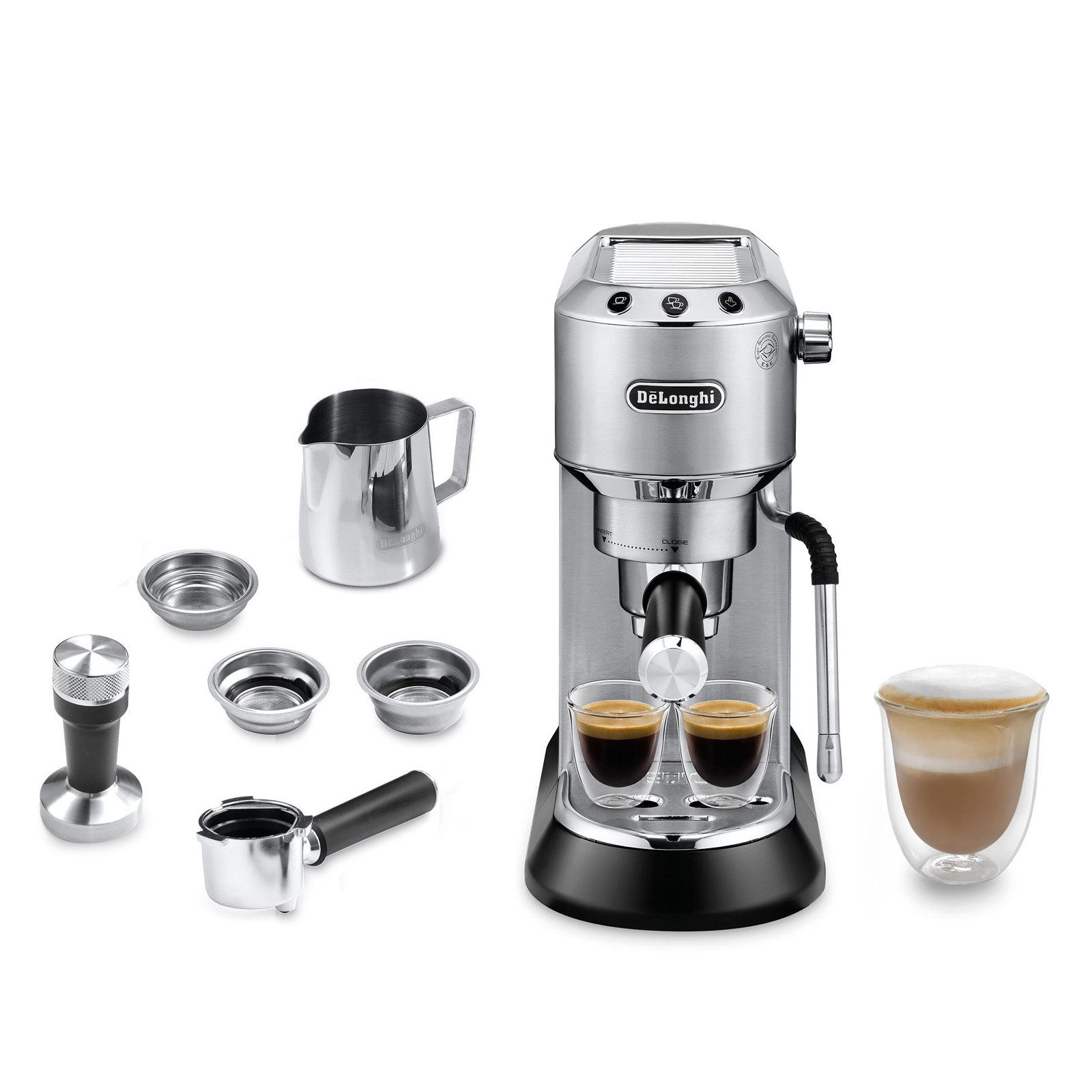 De'Longhi Siebträgermaschine EC885.M, 15 bar, Milchschaumdüse, Barista, Tamper, Milchkännchen