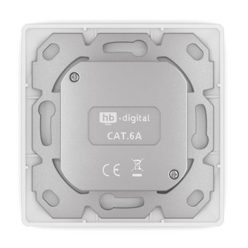 HB-DIGITAL Netzwerkdose Aufputz / Unterputz CAT 6a 1x RJ45 RAL9003 Netzwerk-Adapter, Stabiles Zinkdruckgussgehäuse mit Zugentlastung