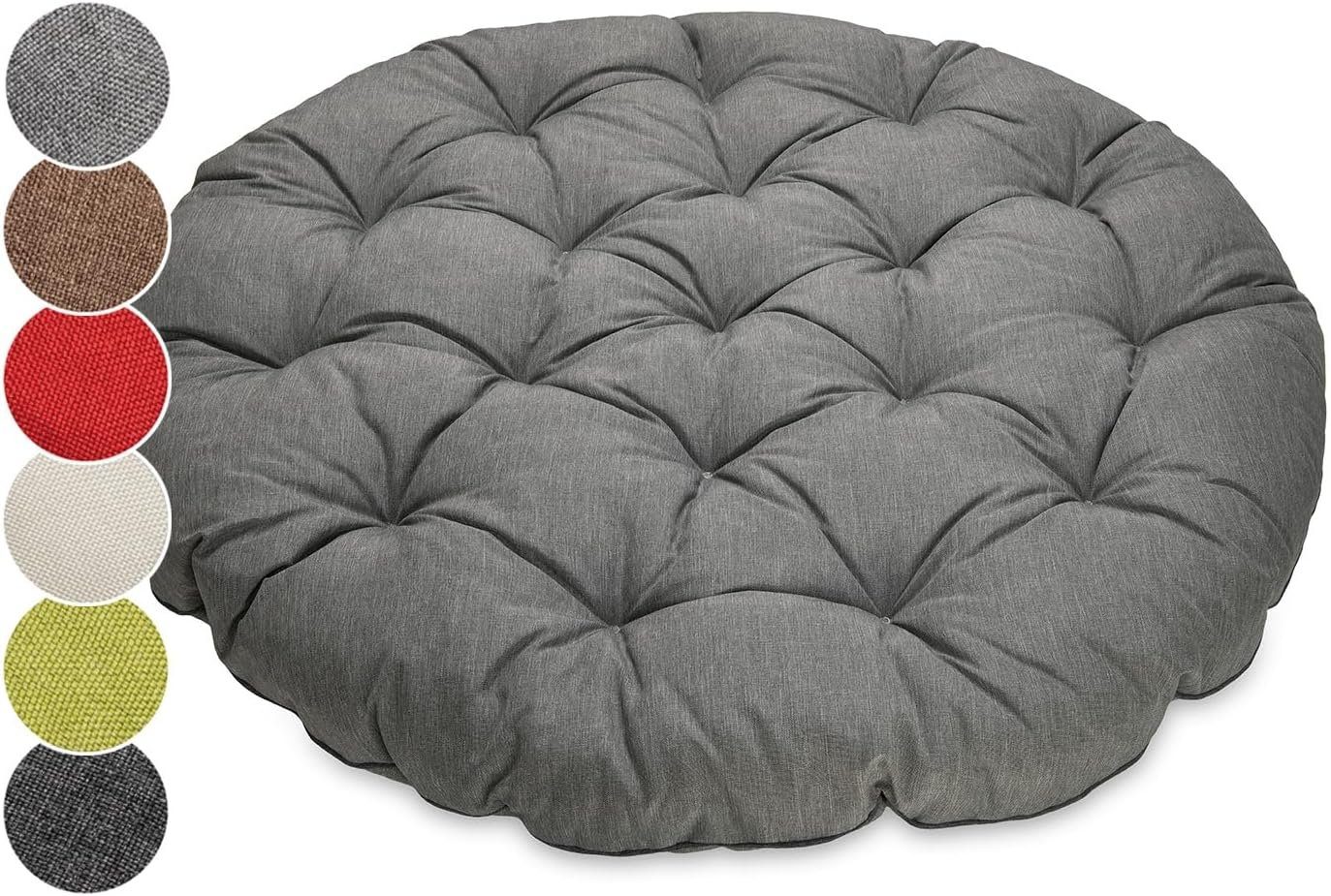 sunnypillow Sesselauflage Polster für Papasansessel, rund Durchmesser 120 cm Dicke 15cm, GRAU