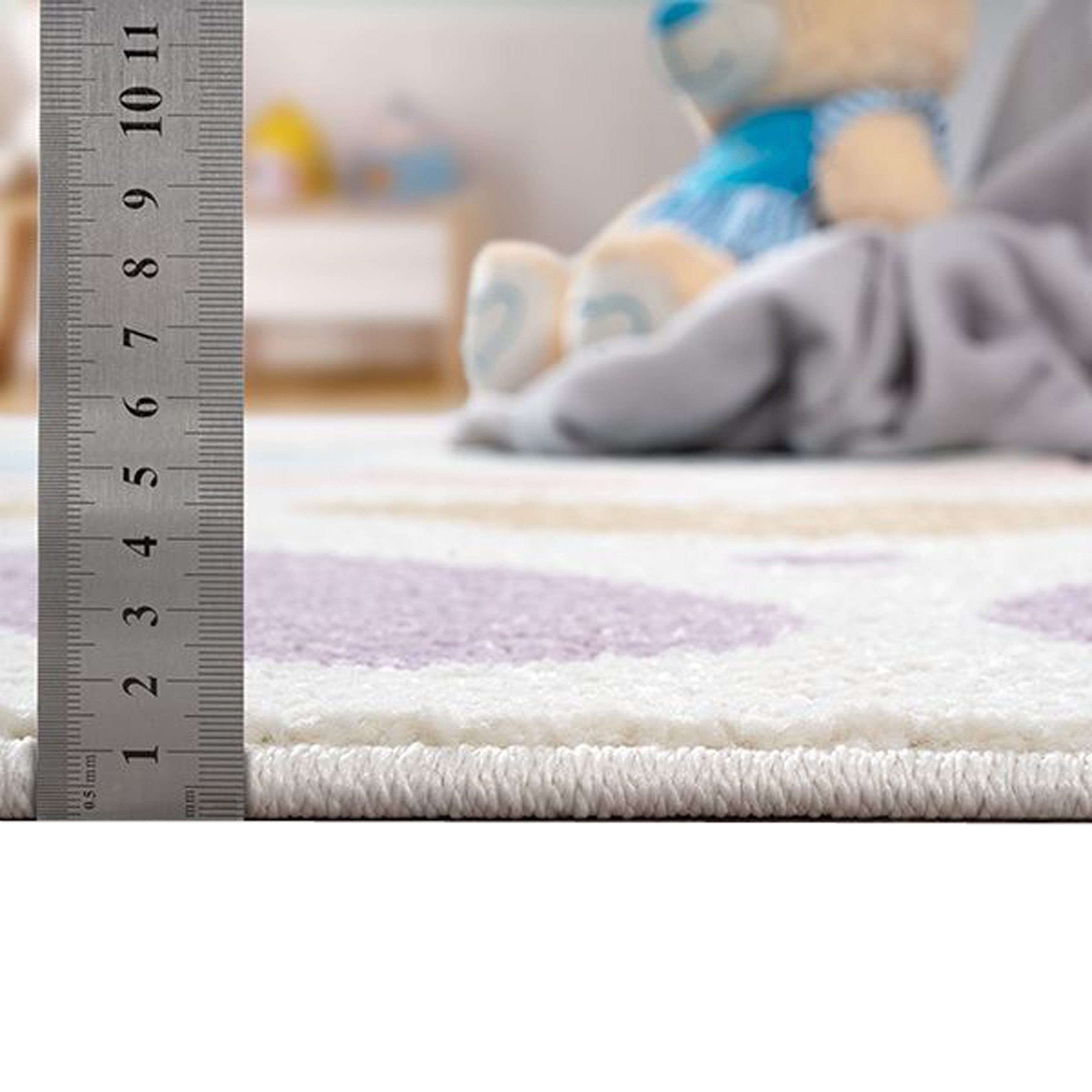 Carpetia Kinderteppich Kinderzimmerteppich mit Pastell-Herzen – gemütlich & pflegeleicht, rechteckig, Höhe: 6 mm – Bild 4 von 5