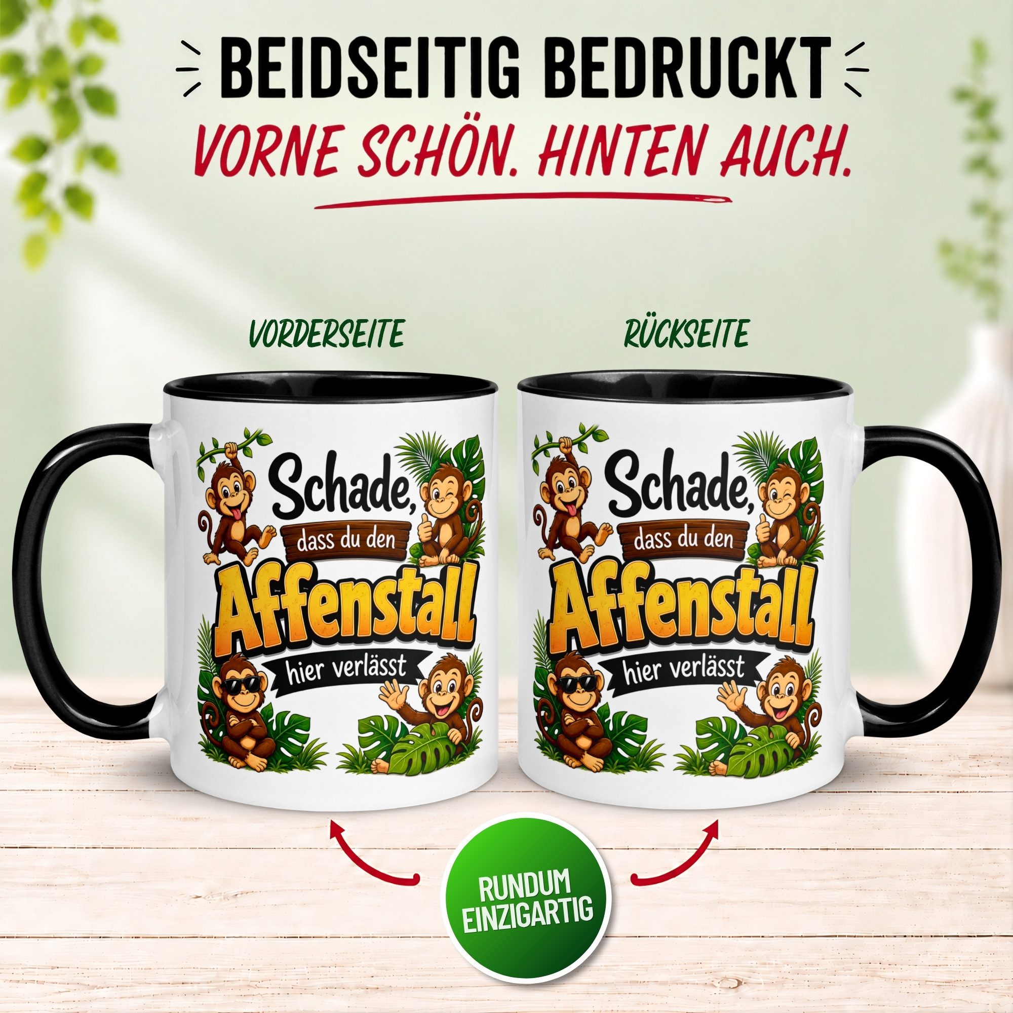 Momentals Tasse Abschied – Schade dass du den Affenstall verlässt – Geschenk Kollegen, Gratis Versand · Links-&Rechtshänder · Spülmaschinenfest – Bild 4 von 5