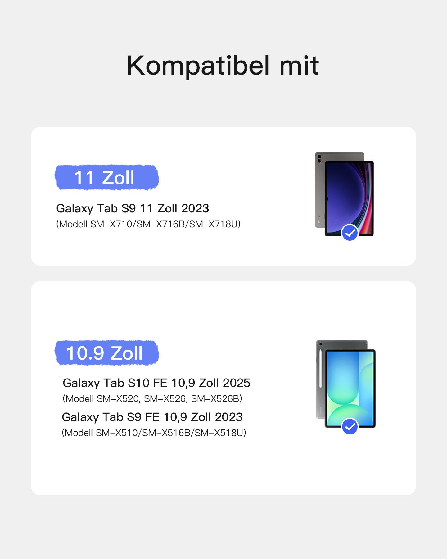 Inateck Hülle für Samsung Galaxy Tab S10 Lite/S10 FE/S9 FE/S9 Tastatur mit Touchpad (Hoch-/Querformat Ständer, Abnehmbar)