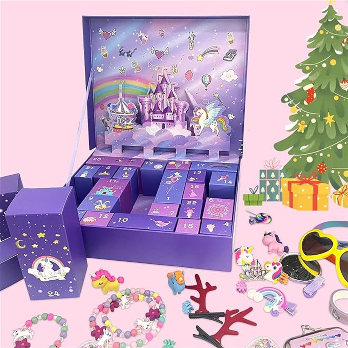 Die Sterne Kinder Adventskalender Mädchen Weihnachts-Countdown-Einhorn-Geschenk (1-tlg) für und