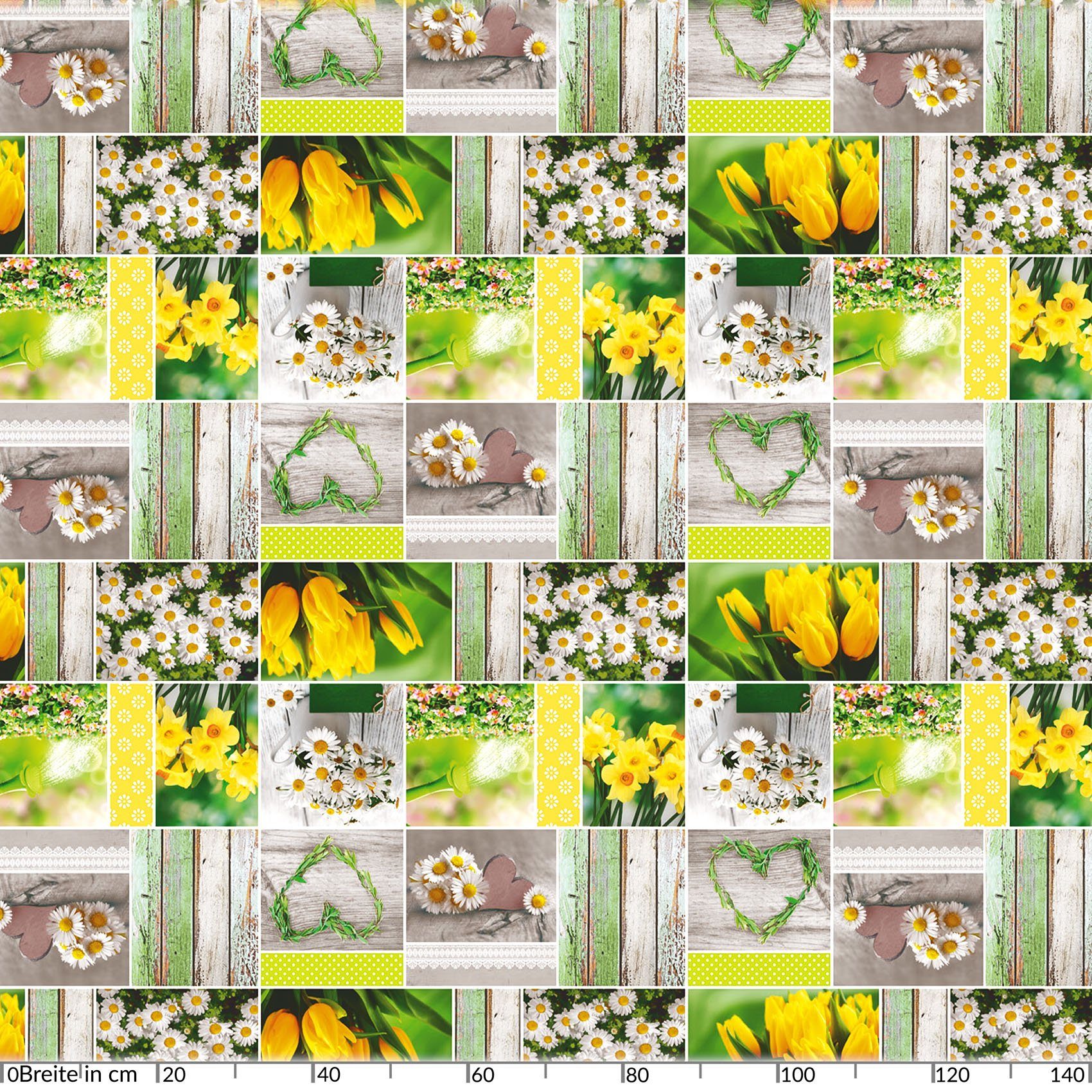 Blumen Breite 140 Tischdecke Glatt ANRO Tischdecke Wachstuch Grün Wasserabweisend cm, Robust