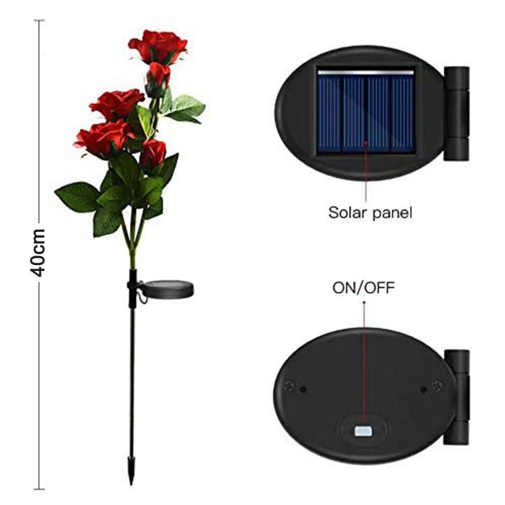 5 GelldG Solar Licht Außen Solarleuchte Garten, für Solarlampen LED LED Rose