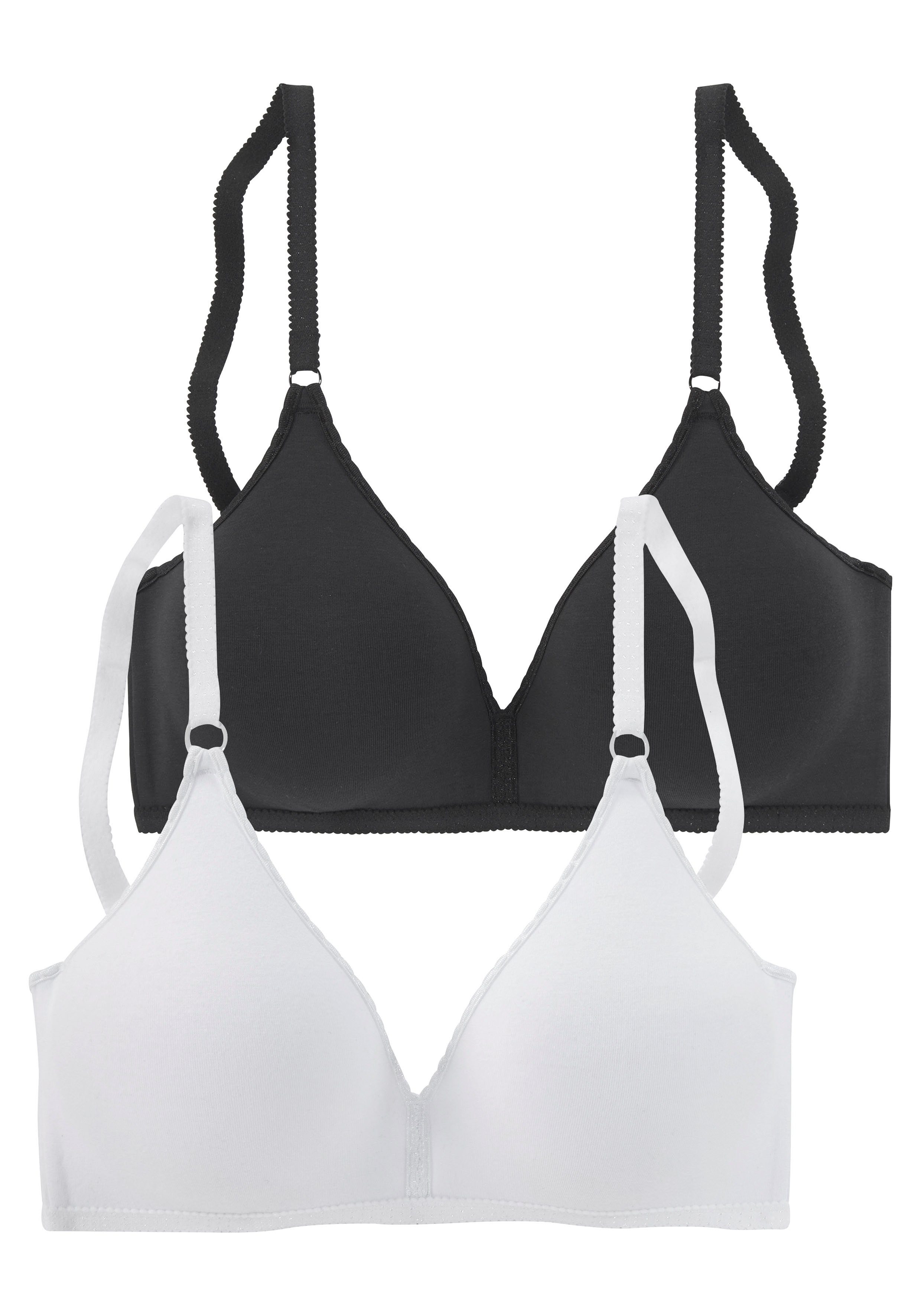 petite fleur by Lascana Bralette-BH, BH ohne Bügel. Baumwoll-BH, Bralette, Triangel-BH (Packung, 2 Stück) aus trageangenehmer Baumwollqualität, bequemer BH – Bild 2 von 5