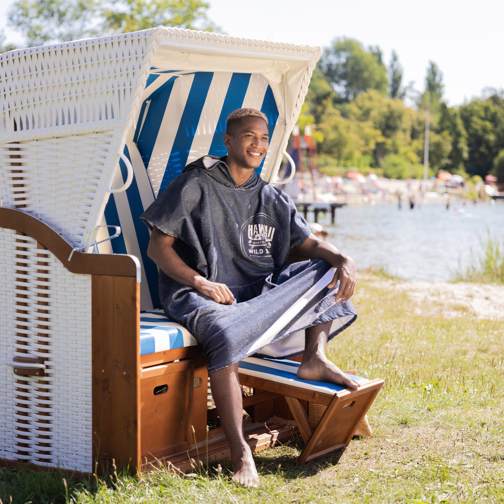 HOMELEVEL Bademantel Badeponcho Unisex - Surf Poncho aus Baumwolle und Poly günstig online kaufen