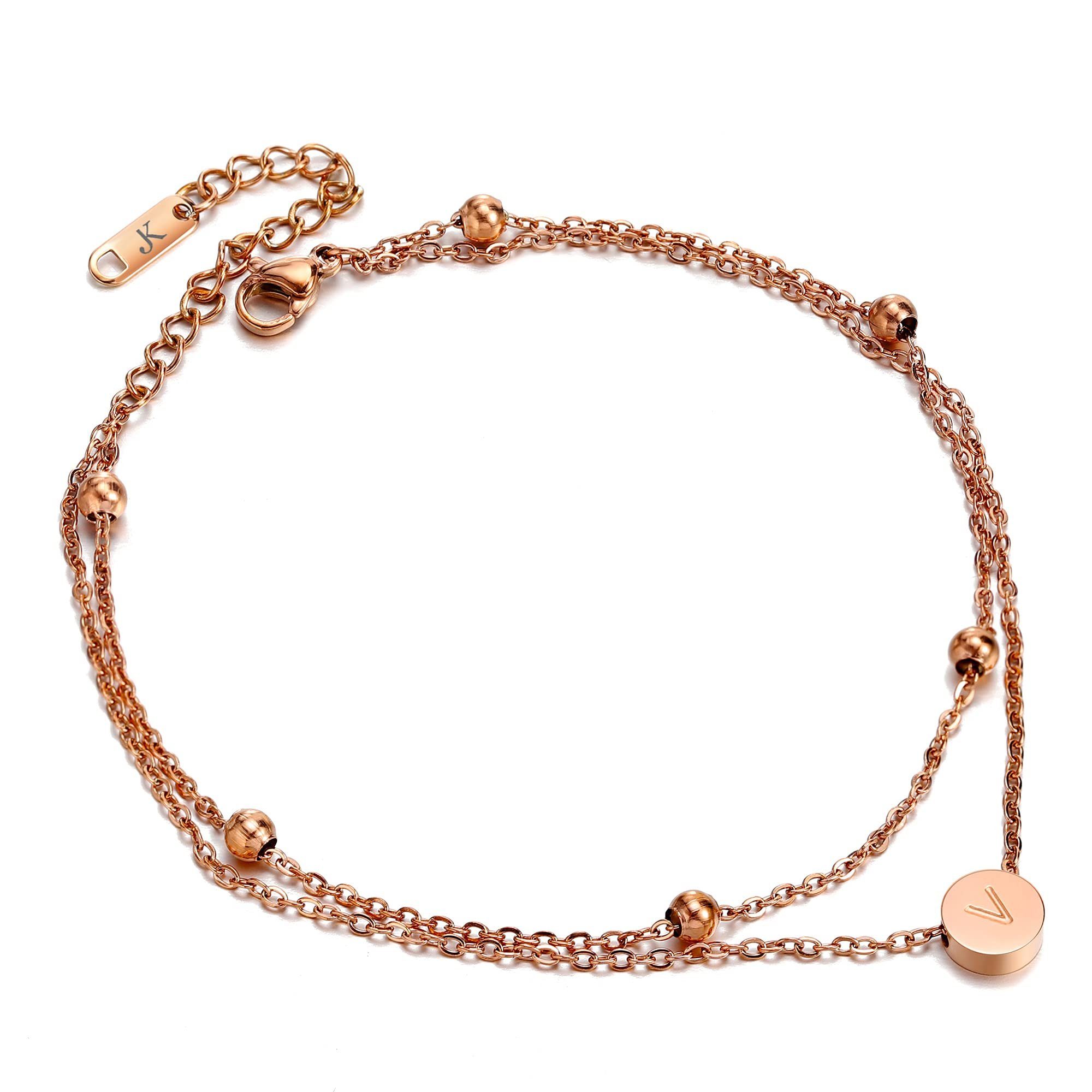 Fußkette Buchstaben A-Z in Rosegold