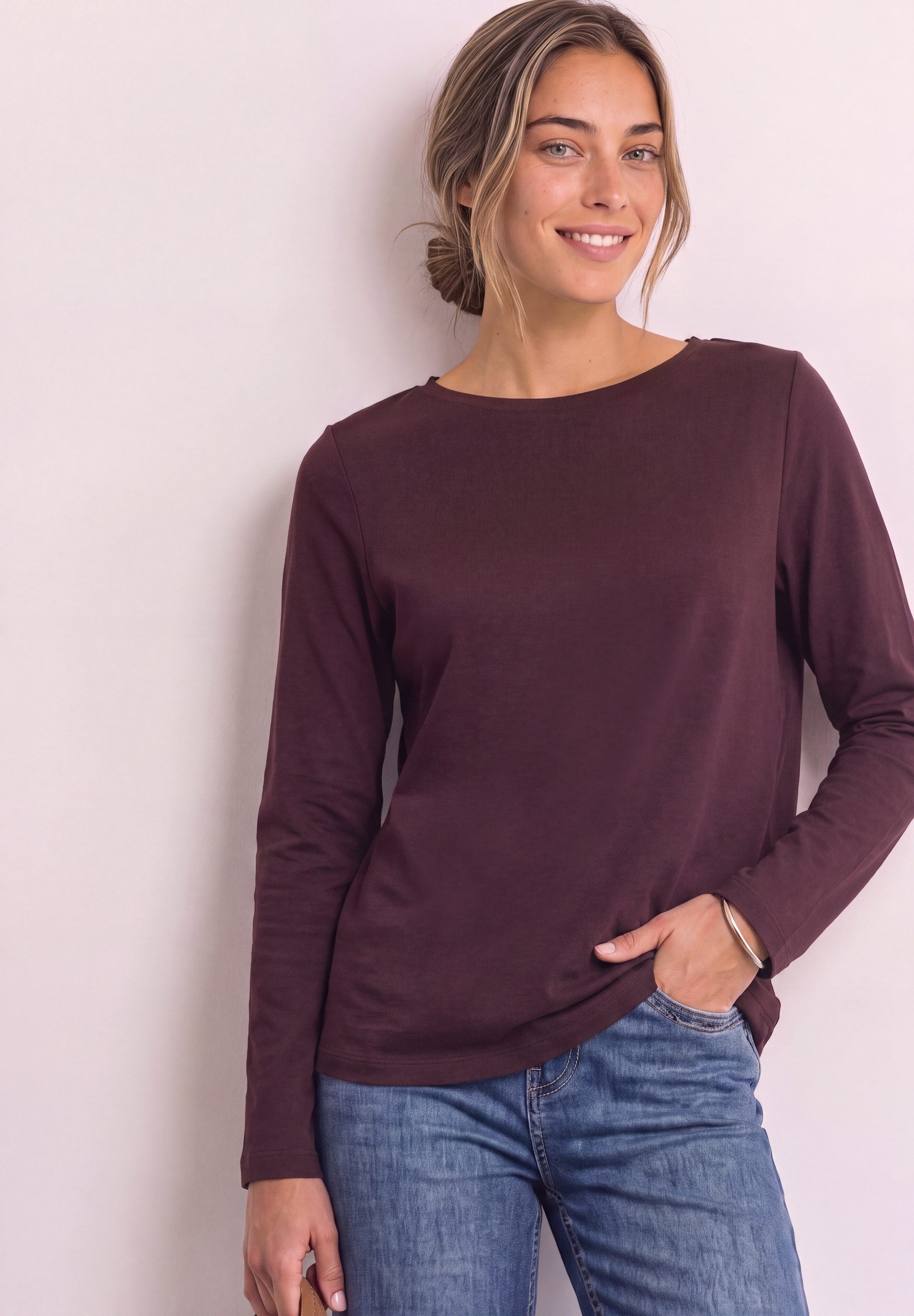 STREET ONE Langarmshirt mit U-Boot-Ausschnitt