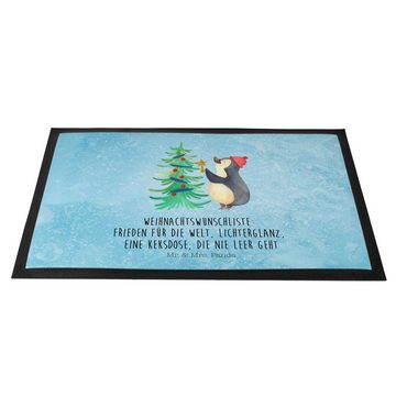 Fußmatte Pinguin Weihnachtsbaum - Eisblau - Geschenk, Weihnachtsdeko, Vorleger, Mr. & Mrs. Panda, Höhe: 0.6 mm