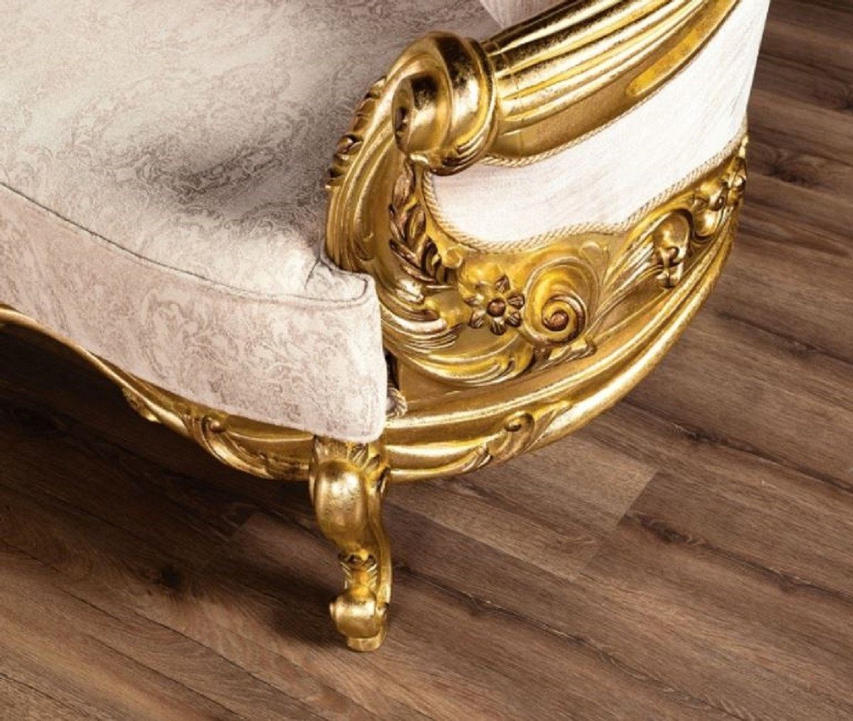 Edel - Wohnzimmer - Sofa / Barock Sofa & Casa - mit Prunkvoll Sofa Gold Luxus Muster Cremefarben Prunkvolles Padrino Barock Wohnzimmer Möbel