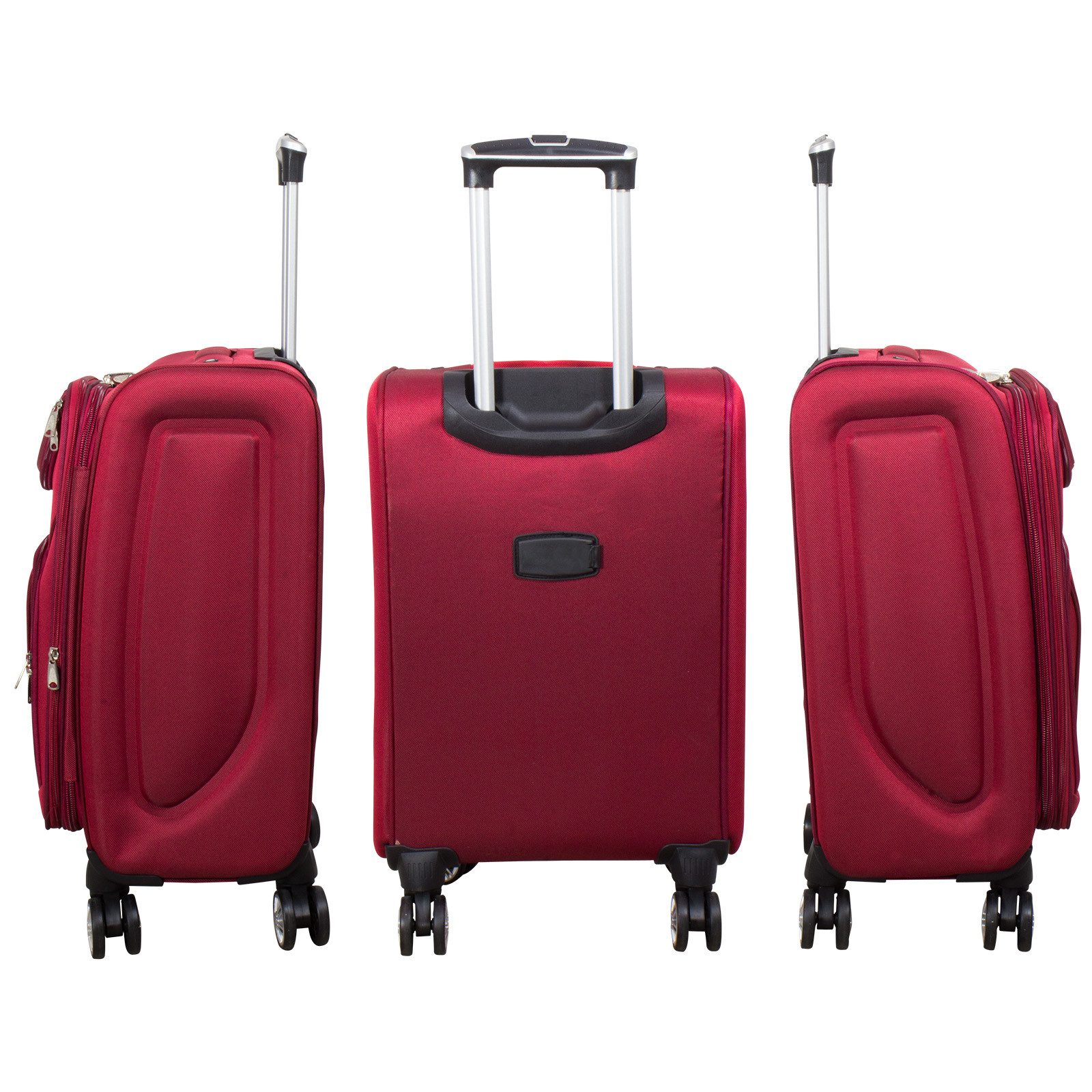 Trendyshop365 Weichgepäck-Trolley Maribor, 4 Größen, 4 Farben, 4 Rollen, Weichgepäck, Zwillingsrollen, Zahlenschloss, 2 Außentaschen, Dehnfalte
