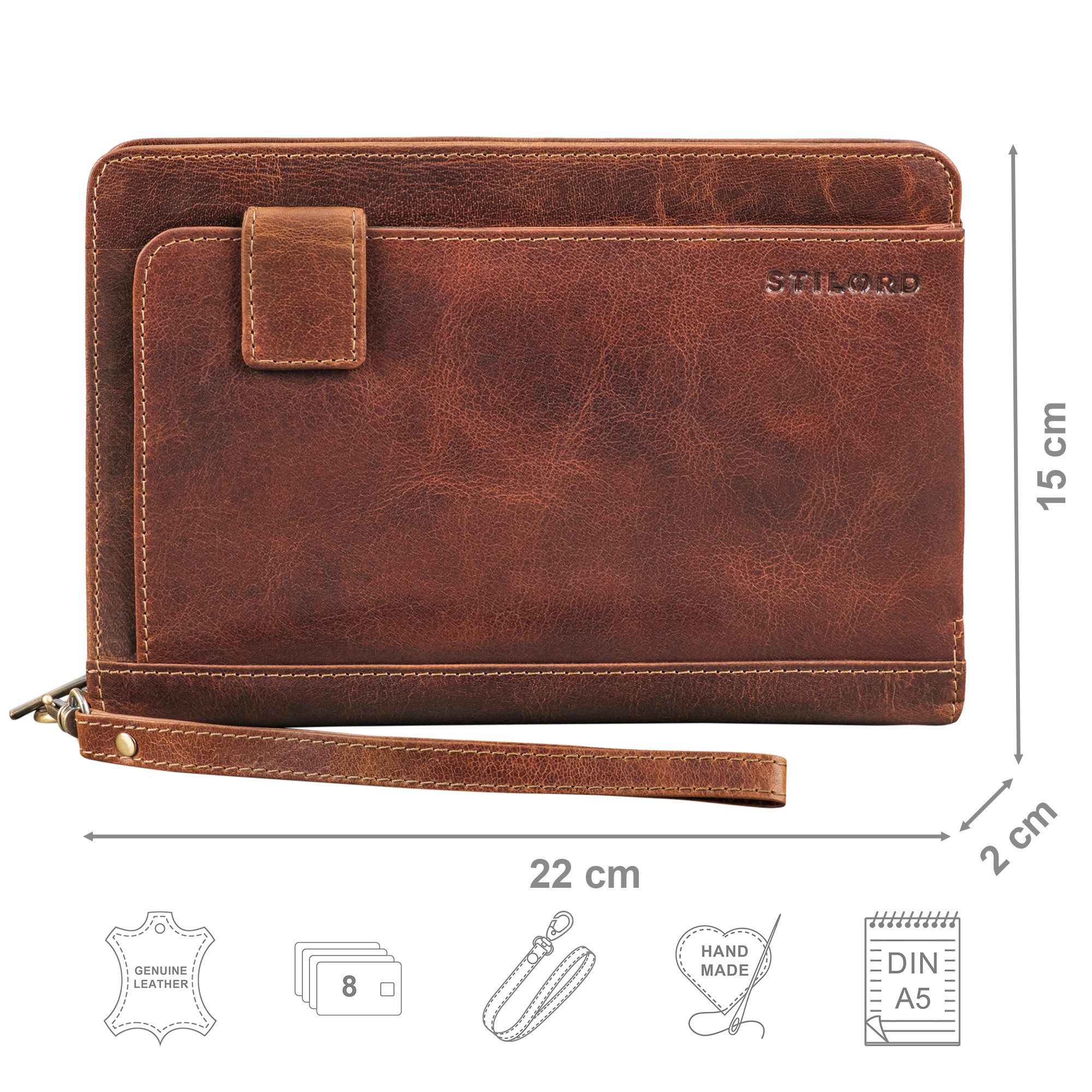 STILORD Konferenzmappe "Momo" Kleiner Organizer Leder DIN A6