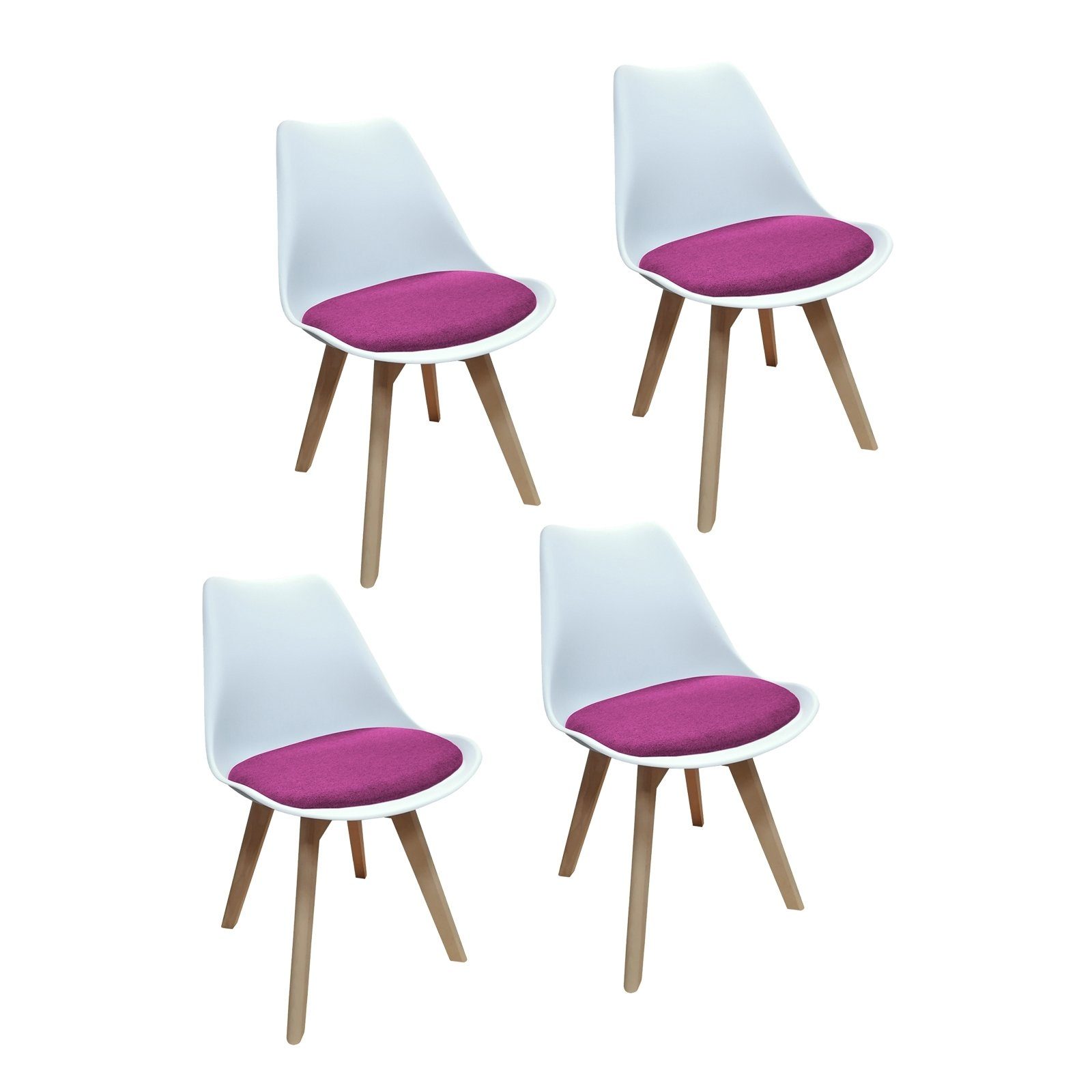 HTI-Living Esszimmerstuhl Stuhl Atlanta Webstoff 4er-Set (Set, 4 St), Esszimmerstuhl Weiß, Pink