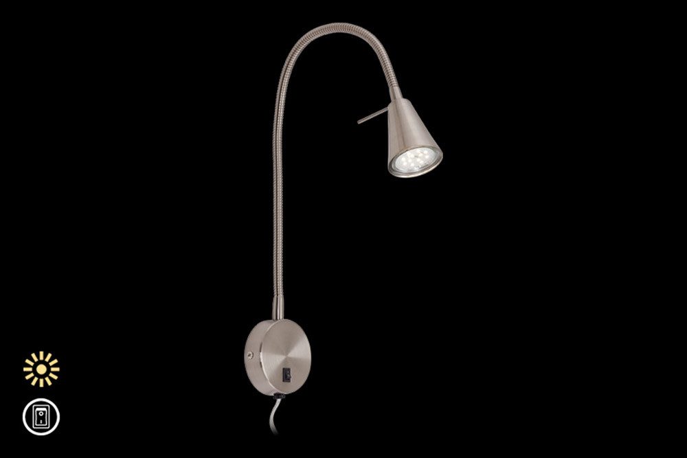 LED-Wandleuchte Tusa, nickel, Metall, 45cm, Flexarm günstig online kaufen