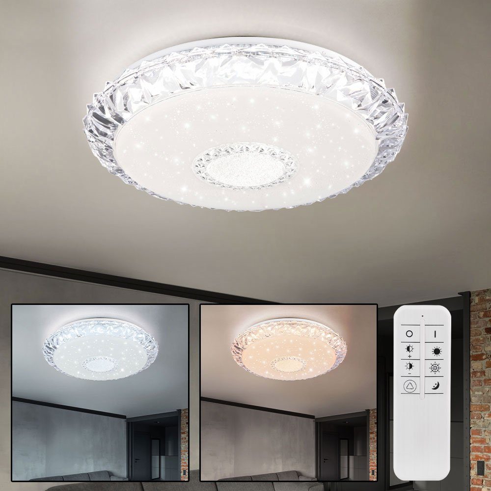 Neutralweiß, Warmweiß, LED Tageslichtweiß, Fernbedienung LED-Leuchtmittel mit fest Deckenleuchte, etc-shop verbaut, Deckenlampe dimmbar Smart Deckenleuchte Kaltweiß,