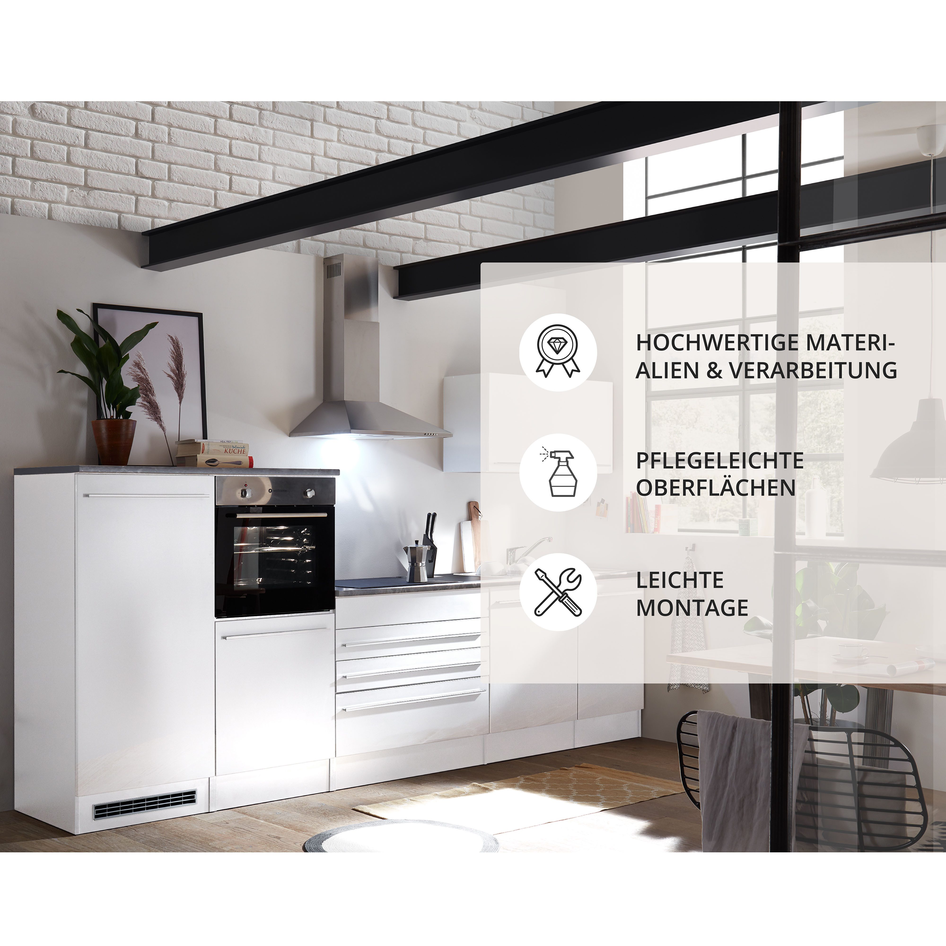 BASIC by Balculina Küchenzeile Jazz, Breite 320 cm, wahlweise mit E-Geräten