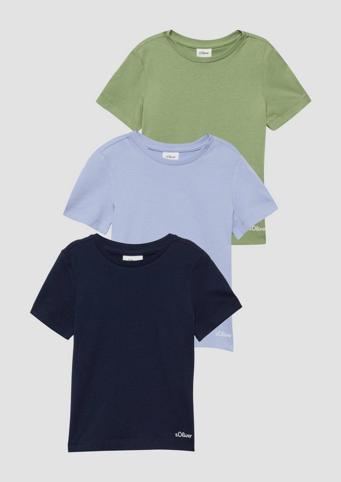 s.Oliver Kurzarmshirt T-Shirt 3er-Pack Unisex T-Shirts mit Logoprint