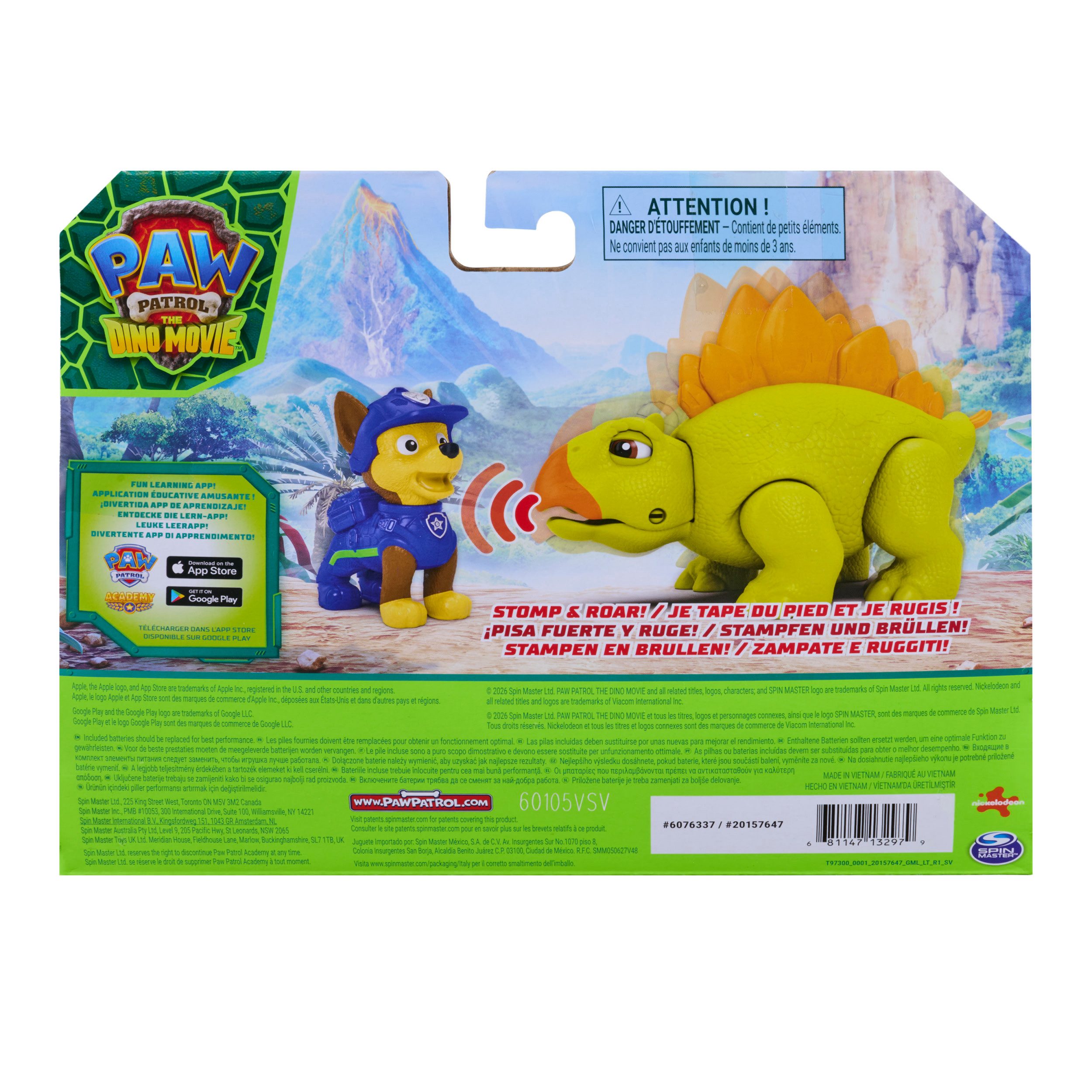 Spin Master Spielfigur PAW Patrol: Der Dino Film, Chase-Figur & brüllender Stegosaurus, mit Soundeffekten – Bild 4 von 5