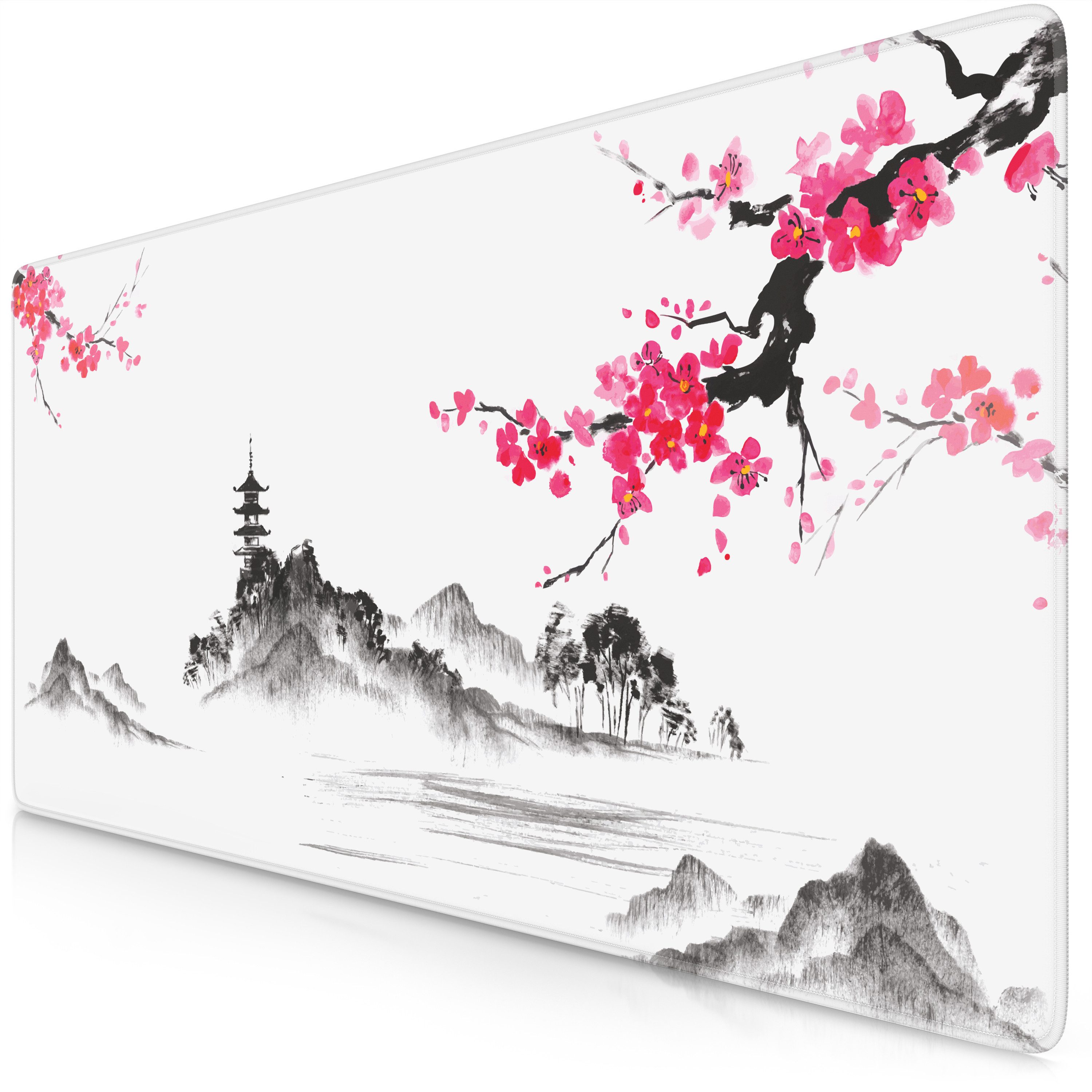 Titanwolf Gaming Mauspad XXL Speed Mousepad 900 x 400 x 3 mm, Schreibtischauflage, abwaschbar (1-St), rutschfeste Rückseite, Geschwindigkeit & Präzision, Ink Sakura