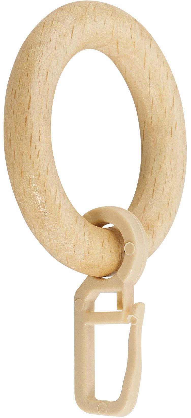 GARESA Gardinenring Holzring mit Haken, (20-St), für Durchmesser bis 20mm, einfache Montage