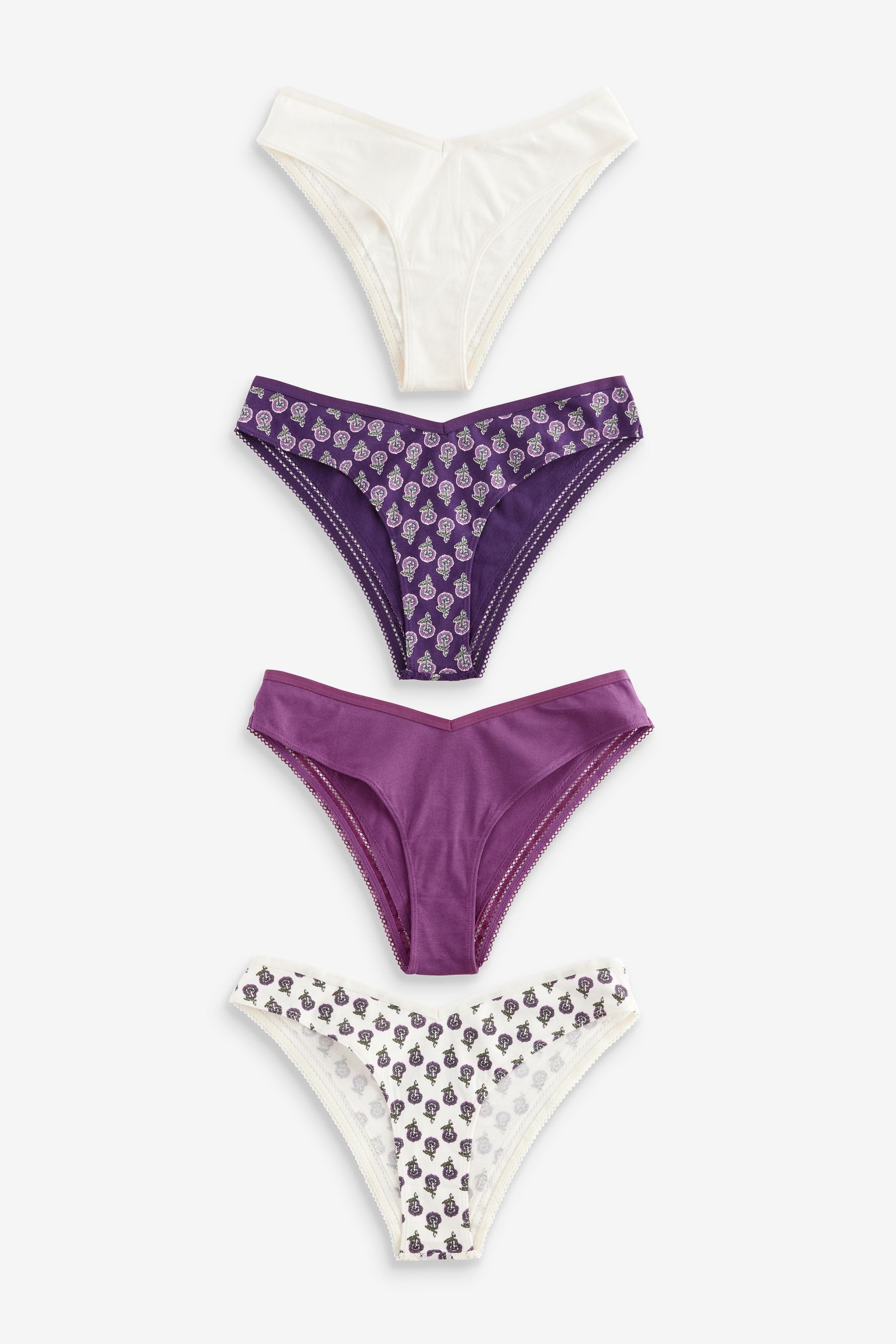 Brasilslip 4er-Pack Geo-Slips mit Spitze, Brazilian