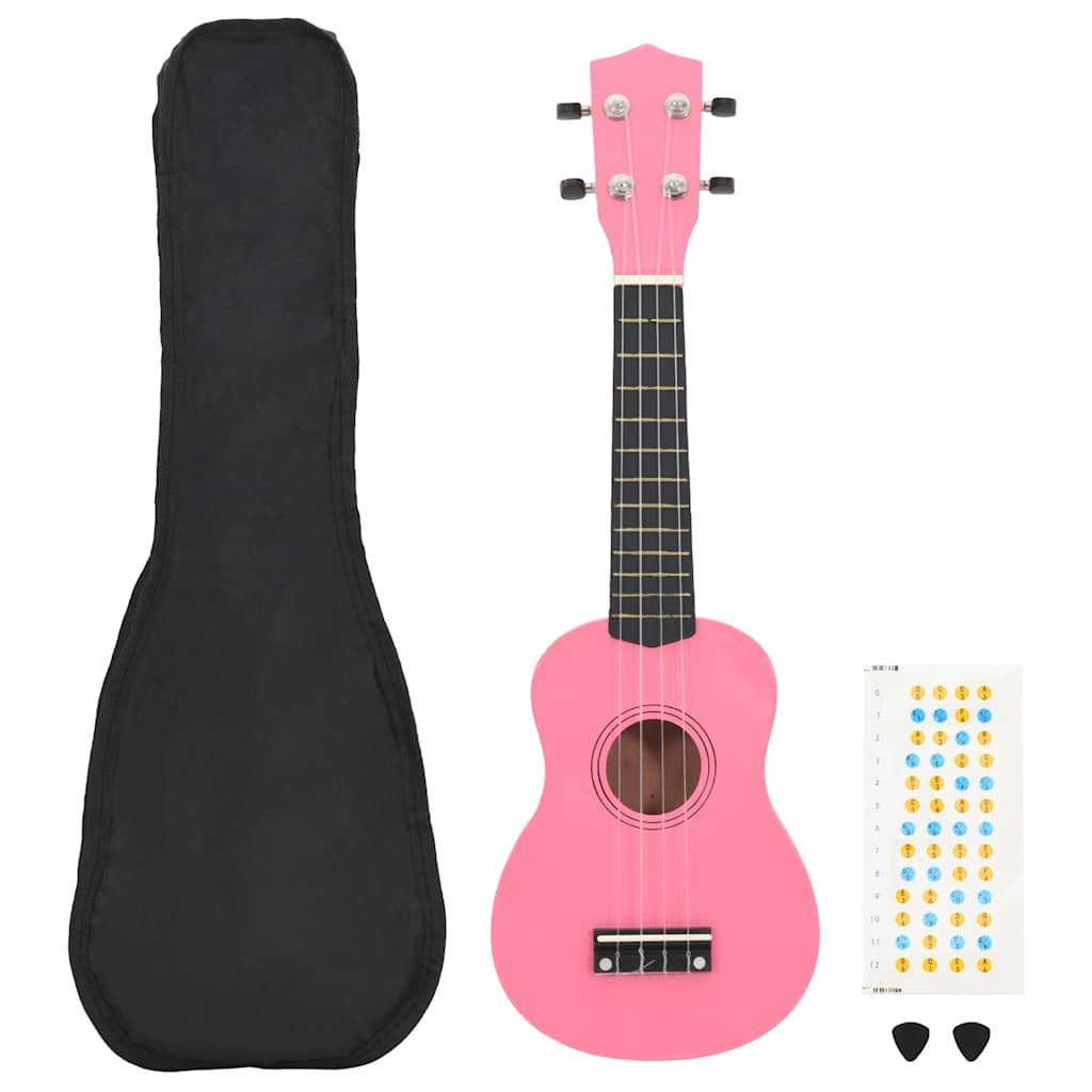 furnicato Ukulele Sopran Set Rosa 53,5x17,2x5,3 cm Massivholz