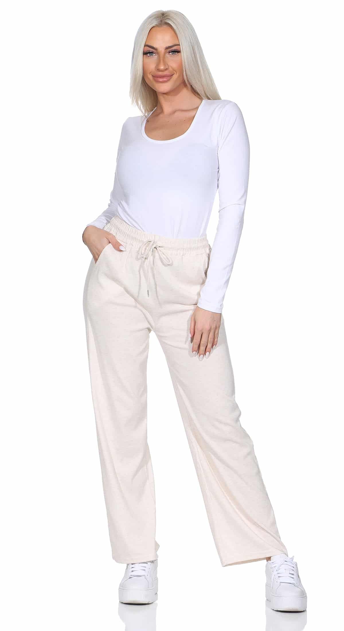 OriginalYou Jogginghose Damen Sweathose leichte Freizeit Jogginghose mit Gummibund, mit Schnürung, in Uni-meliert