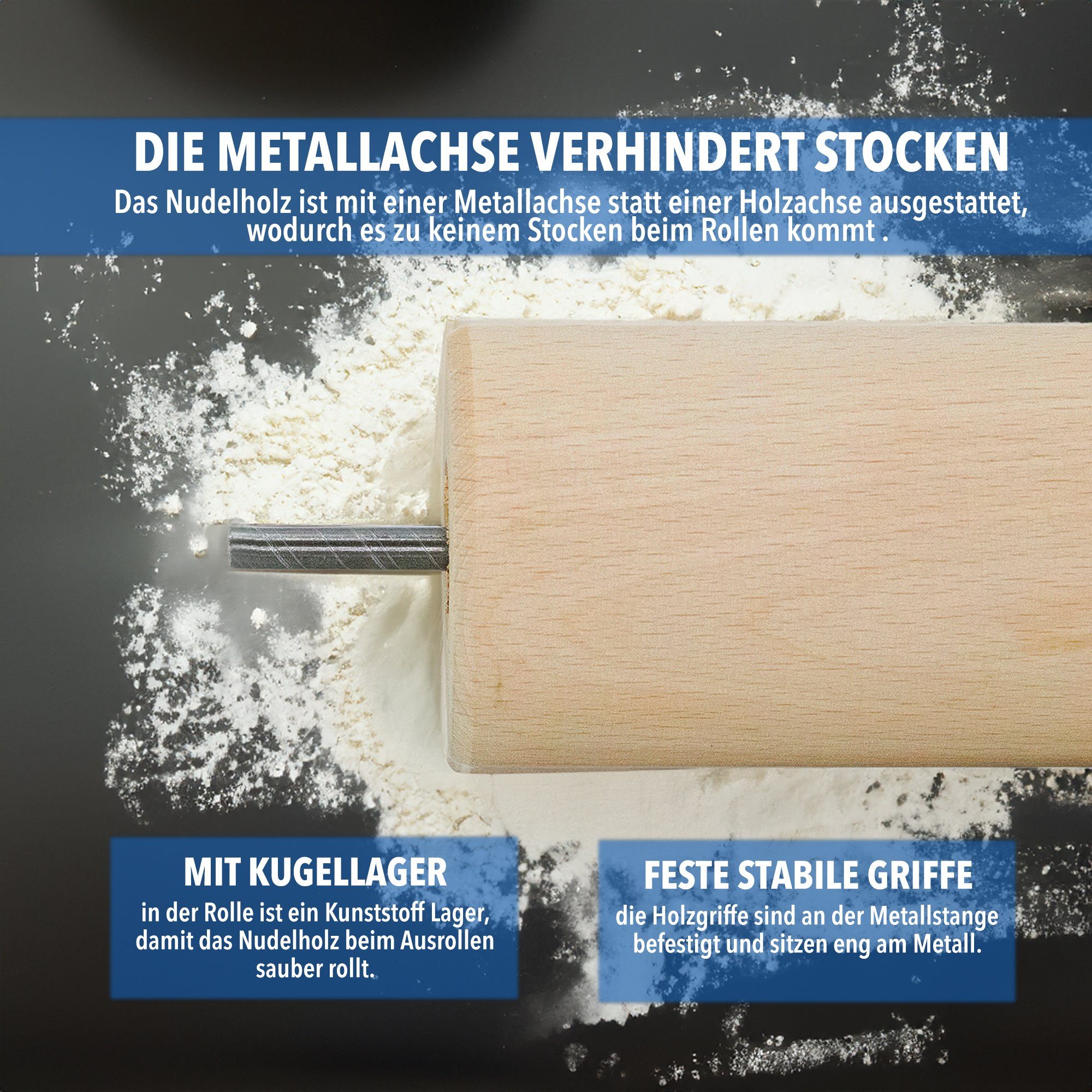hergstellt stabiler Nudelholz für Buchenholz, Teig SOHFA in und Nudelholz, 1er Europa Fondant (ein Set), Ausroller 43cm 1-tlg.,
